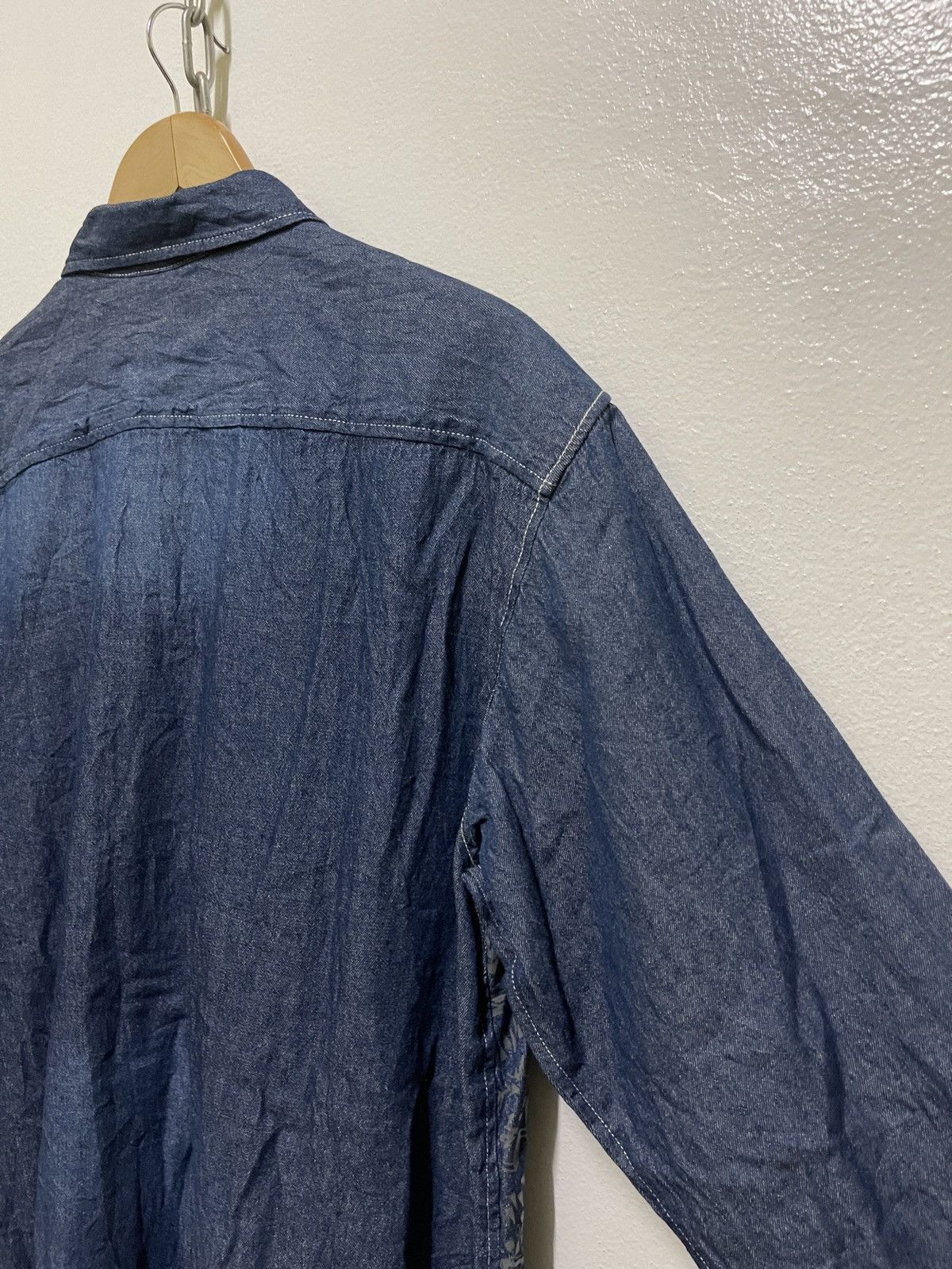 Japanese Brand Drug Stores Denim Shirt Hybrid Printed Size US XL / EU 56 / 4 - 13 Thumbnail