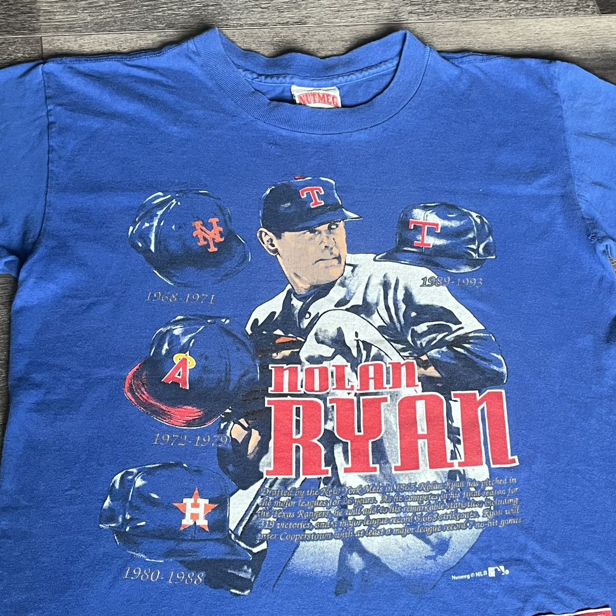 MLB × Nutmeg × Vintage Vintage 90s Nolan Ryan Texas Rangers Nutmeg Graphic T Shirt Size US S / EU 44-46 / 1 - 2 Thumbnail