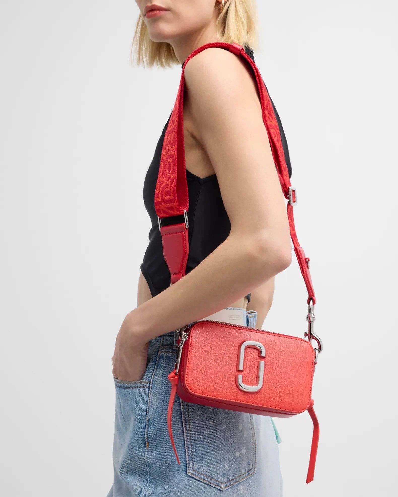 Marc Jacobs Marc Jacobs The Bi-Color Snapshot Leather Bag - Red Size ONE SIZE - 8 Thumbnail