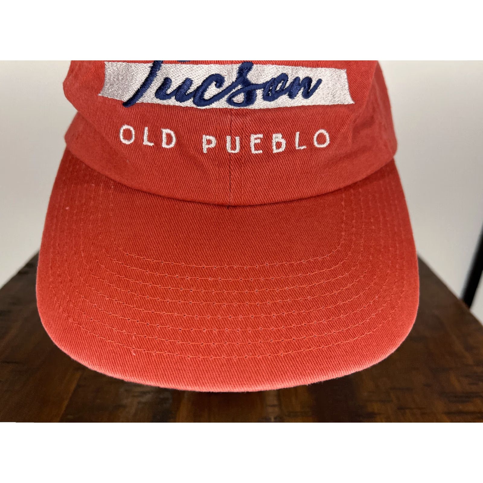 Vintage Old Pueblo Hat Womens One Size Red Orange 100% Cotton Tucson Cap Strap Back Size ONE SIZE - 3 Thumbnail
