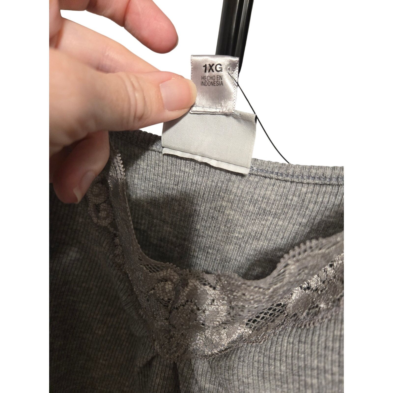 Worthington Worthington Woman 1X Gray Ribbed Lace Trim Cami Plus Size Size XXL / US 16-18 / IT 52-54 - 7 Thumbnail