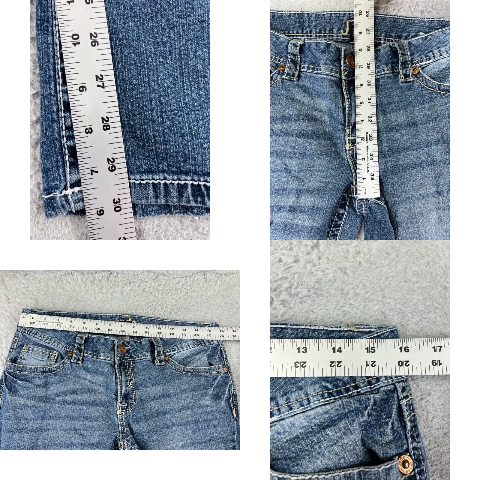 Vintage Jade Women's Flared Jeans Pants 30x30 Blue Denim Low Rise Stretch Casual Vintage 2000s Womens Size 34" / US 12 / IT 48 - 8 Thumbnail