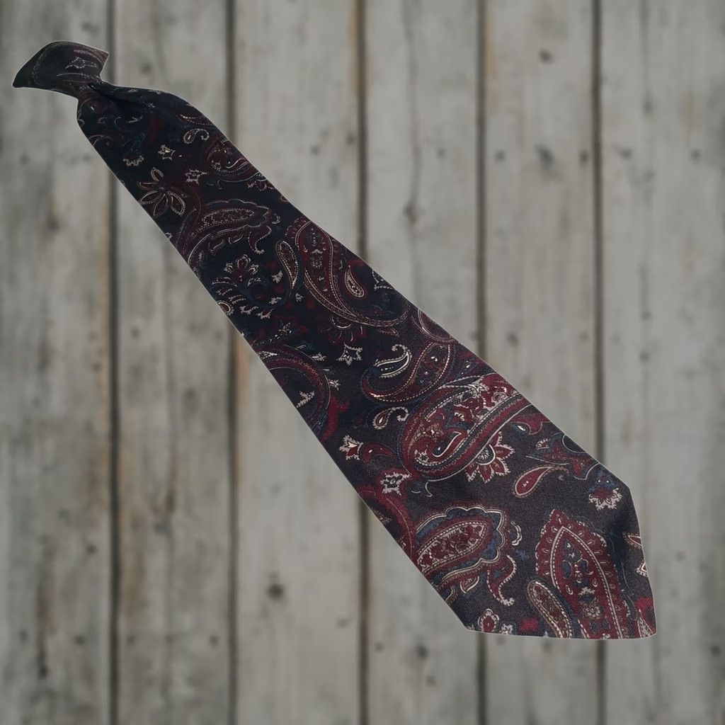Vintage American Edition Clip On Paisley Tie Polyester 18 Inch Gift Mens Regular Multicolor Paisley 1960s, Men’s