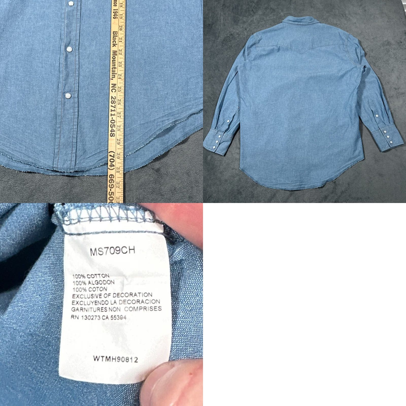 Wrangler VINTAGE Wrangler Pearl Snap Shirt Mens Large Blue Cowboy Western Casual 90s Size US L / EU 52-54 / 3 - 8 Thumbnail