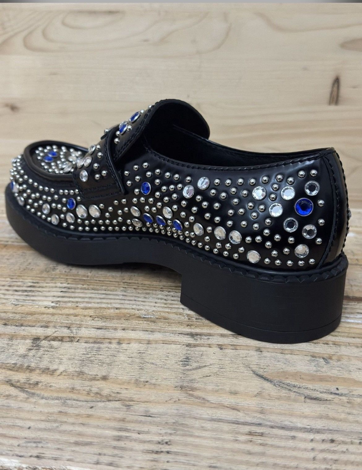 Prada Prada Brushed-leather loafers with studs and rhinestones Size US 7.5 / EU 40-41 - 8 Thumbnail
