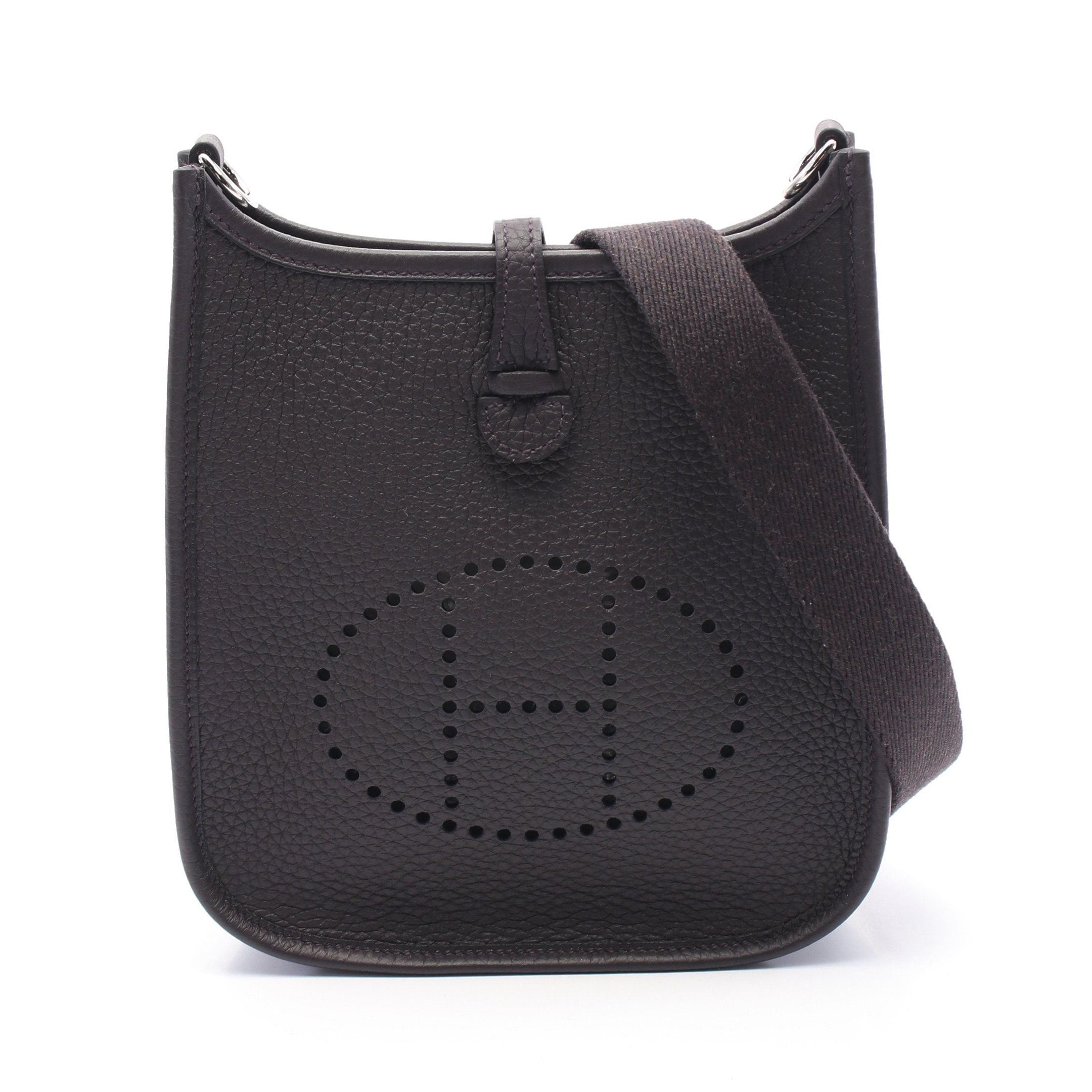 Hermes Hermes Evelyn Tpm Prenoir Shoulder Bag Clemence Leather Dark Purple Silver Hardware Double Engraved Size ONE SIZE - 1 Thumbnail