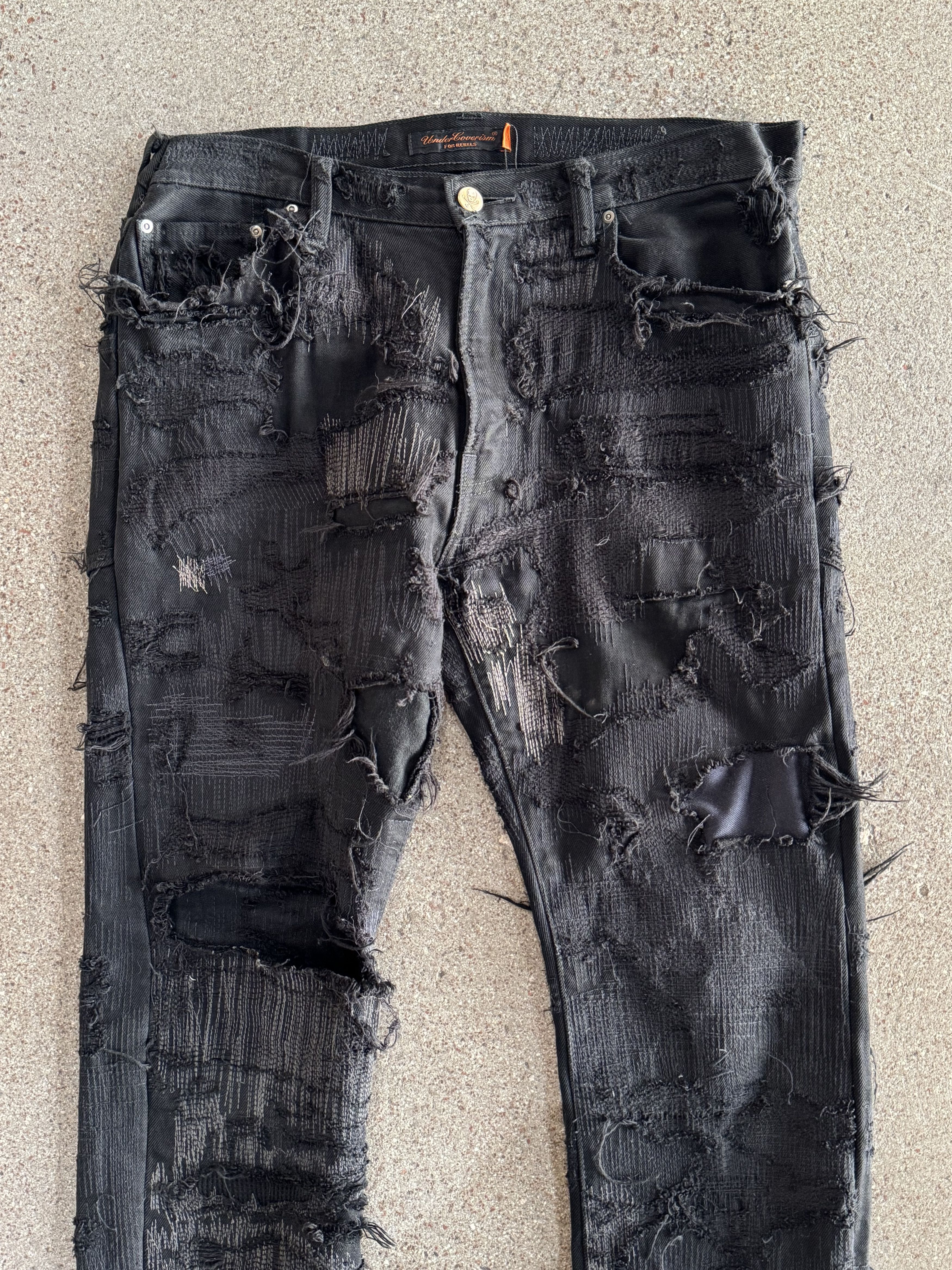 Undercover AW2005 'Arts & Crafts' 85 Black Denim Size US 31 - 2 Thumbnail