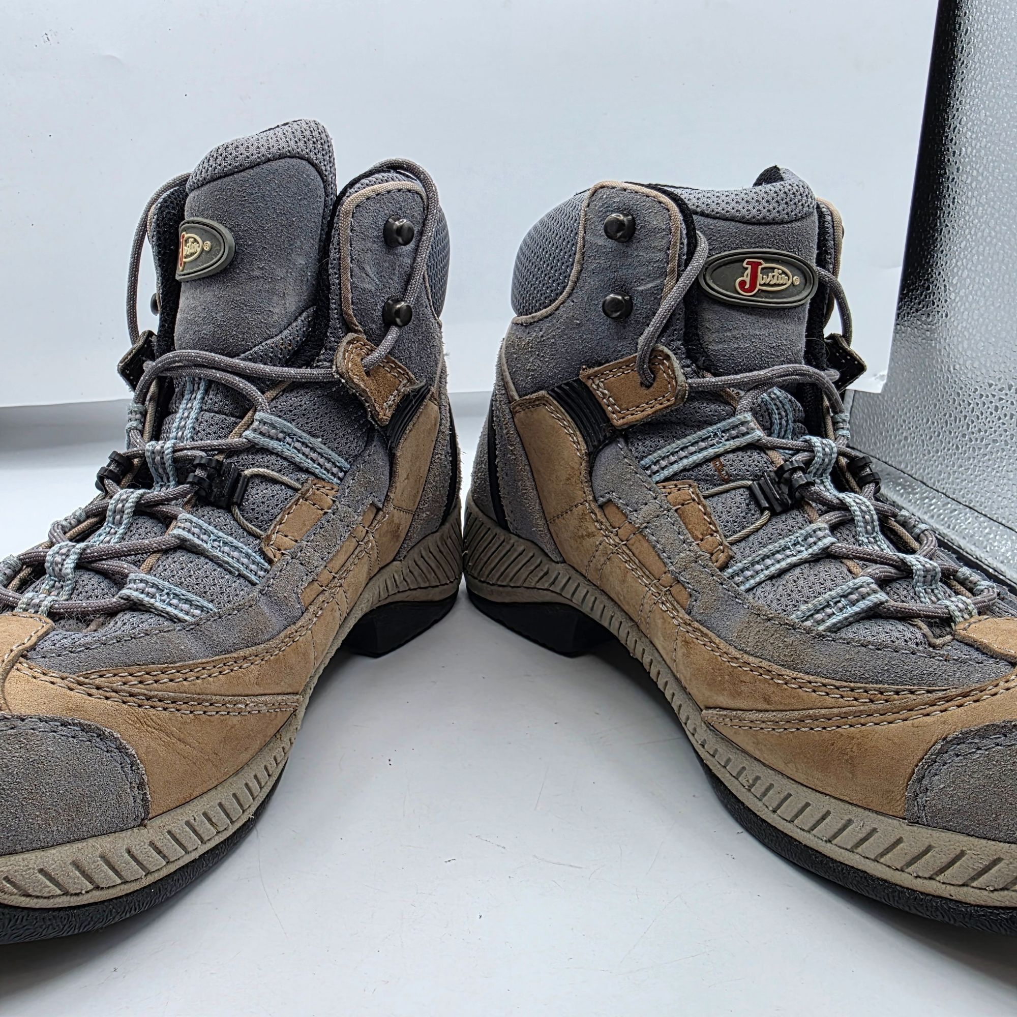 Justin Justin Womens Size 8.5 Gray Leather Upper Hiking Boots Outdo Size US 8.5 / IT 38.5 - 3 Thumbnail