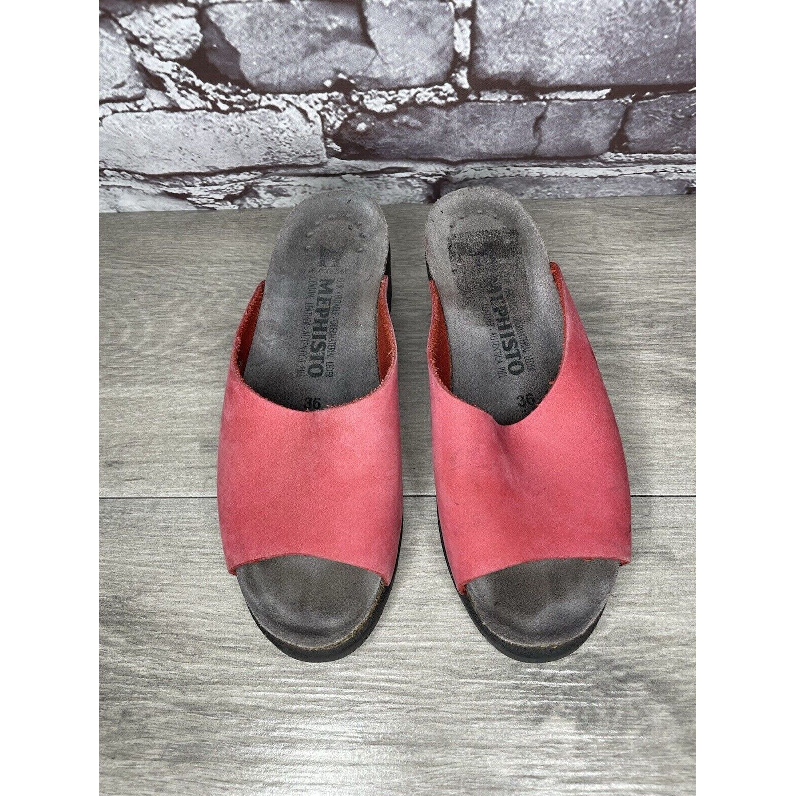 Mephisto Mephisto Lisane Pink Nubuck Leather Slide Cork Wedge Sandals Size US 6 / IT 36 - 23 Thumbnail