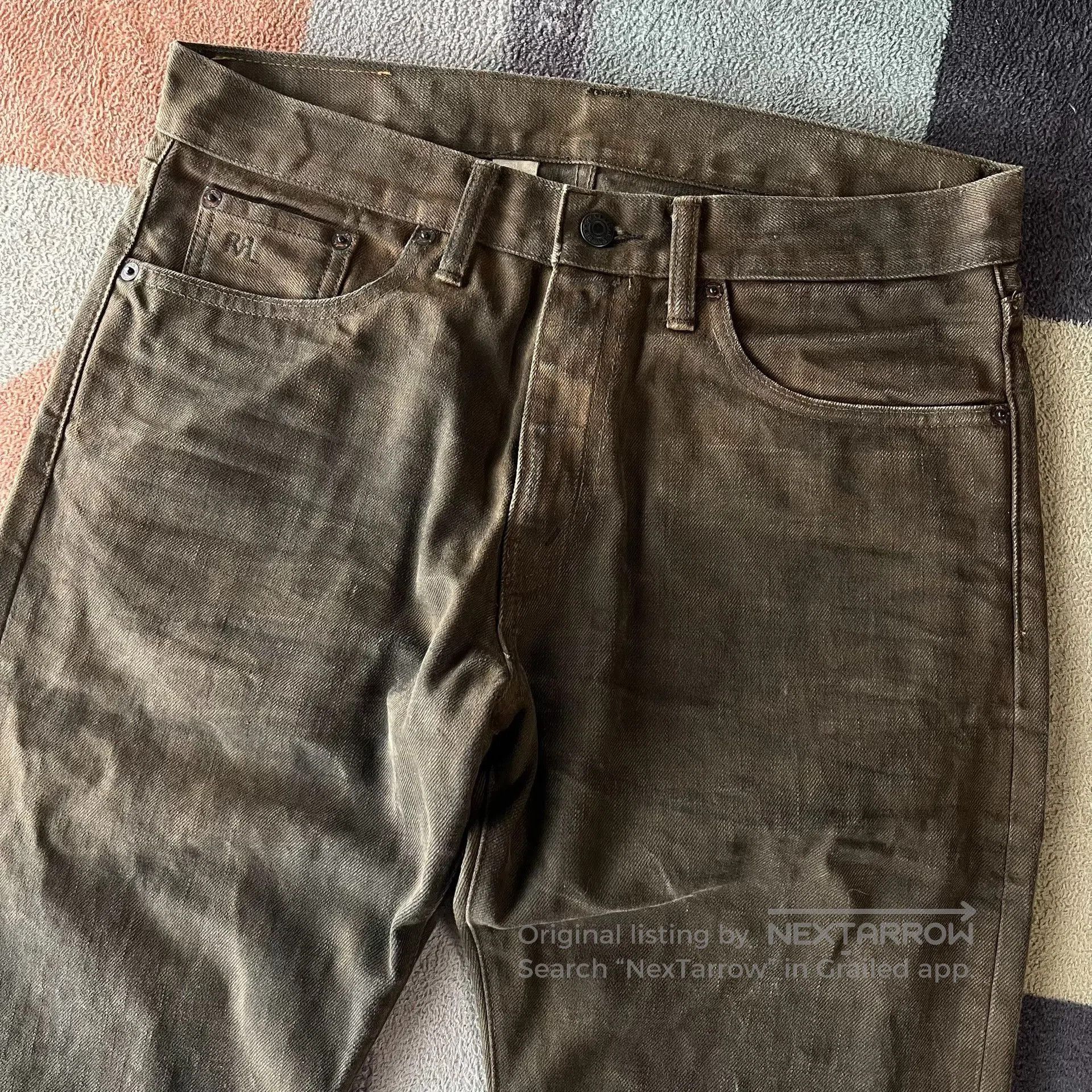 RRL Ralph Lauren RRL Brown Washed Distressed Slim Jeans. Size US 31 - 3 Thumbnail