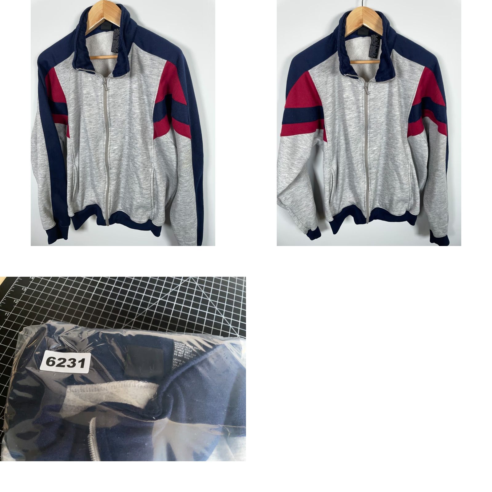 McGregor VINTAGE MacGregor Sweatshirt Adult XL Gray Striped Full Zip 80s 90s Hipster Retro Mens Size US XL / EU 56 / 4 - 8 Thumbnail