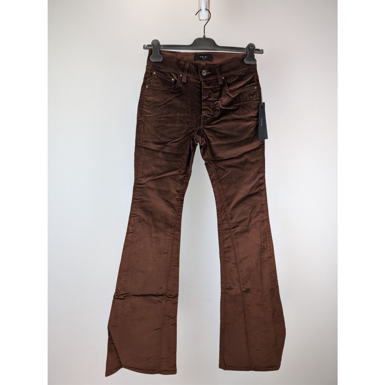 Amiri o1rshd1 Velour Flare Stack Pants in Chocolate Size US 30 / EU 46 - 1 Thumbnail