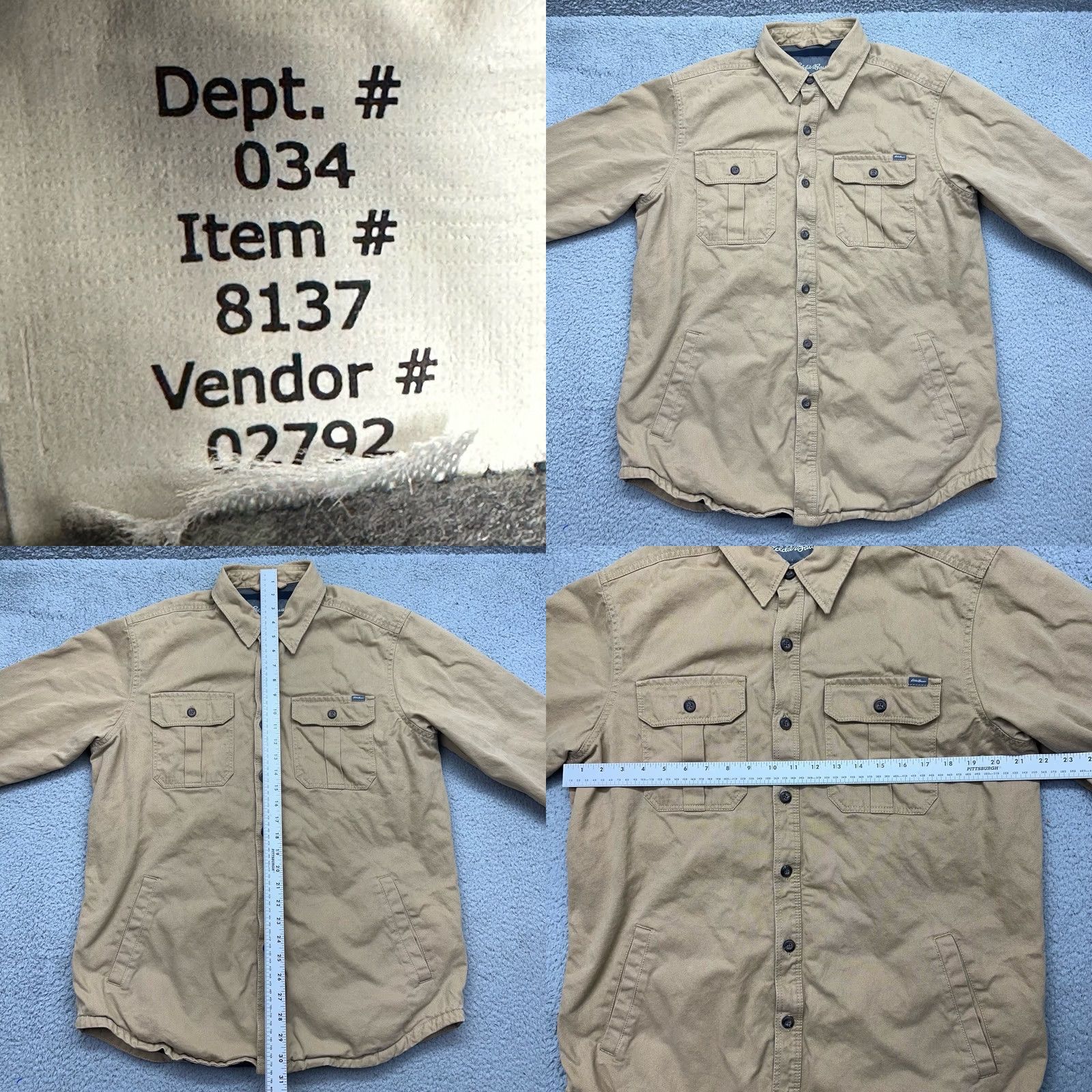 Eddie Bauer Eddie Bauer Mens Medium Tan Button Down Lined Shirt Jacket Workwear Shacket Size US M / EU 48-50 / 2 - 9 Thumbnail