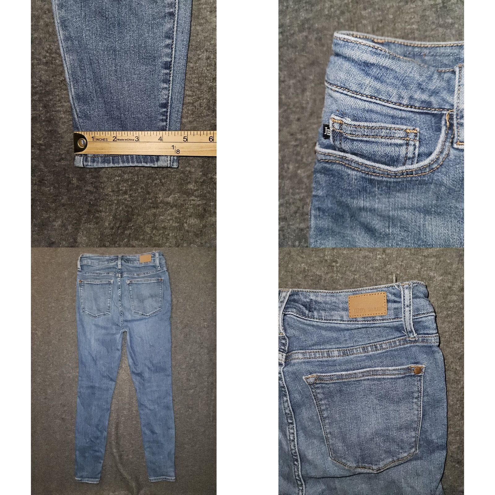 Vintage Judy Blue Skinny Jeans Women's 3 Regular Mid Rise Ankle Denim Stretch Pockets Blue Preppy City 26.5 Inseam Size 26" / US 2 / IT 38 - 8 Thumbnail