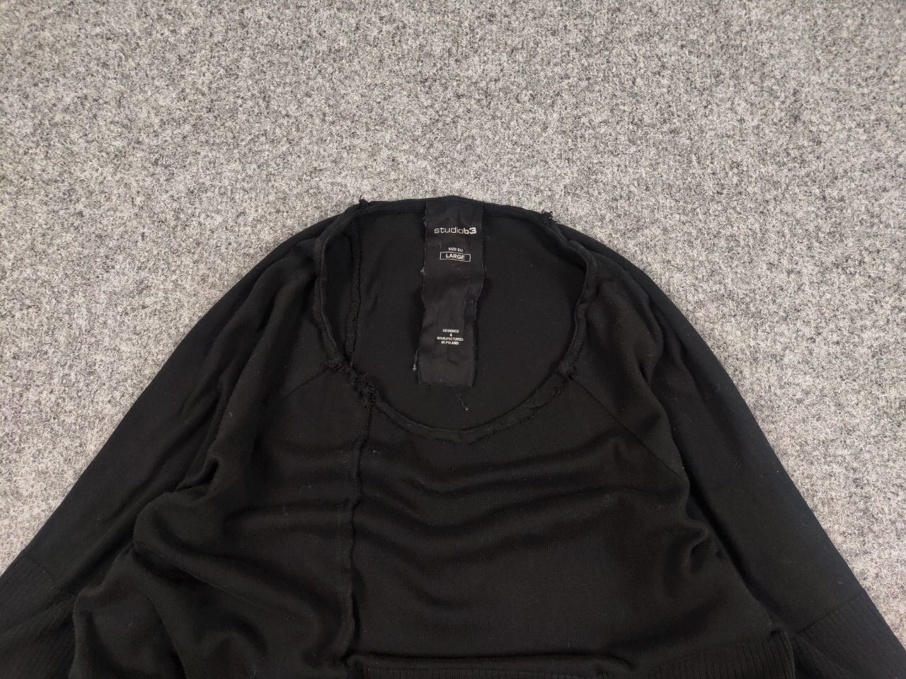 Japanese Brand Studio B3 Design Avant Garde Black Asymmetric Light Sweater Size L / US 10 / IT 46 - 8 Thumbnail