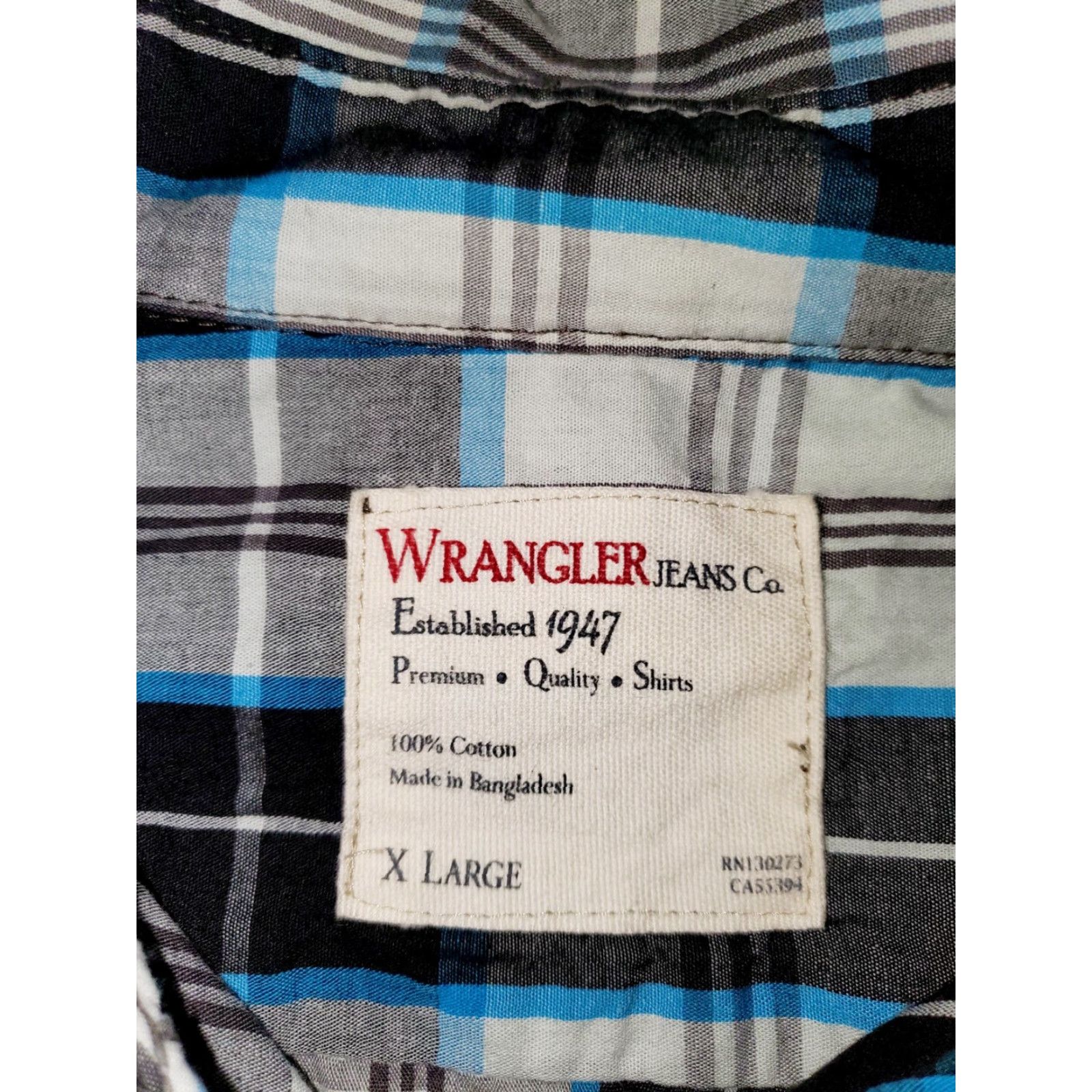 Wrangler Wrangler Shirt Mens XL Button-Down Long Sleeve Plaid Blue Western Size US XL / EU 56 / 4 - 4 Thumbnail