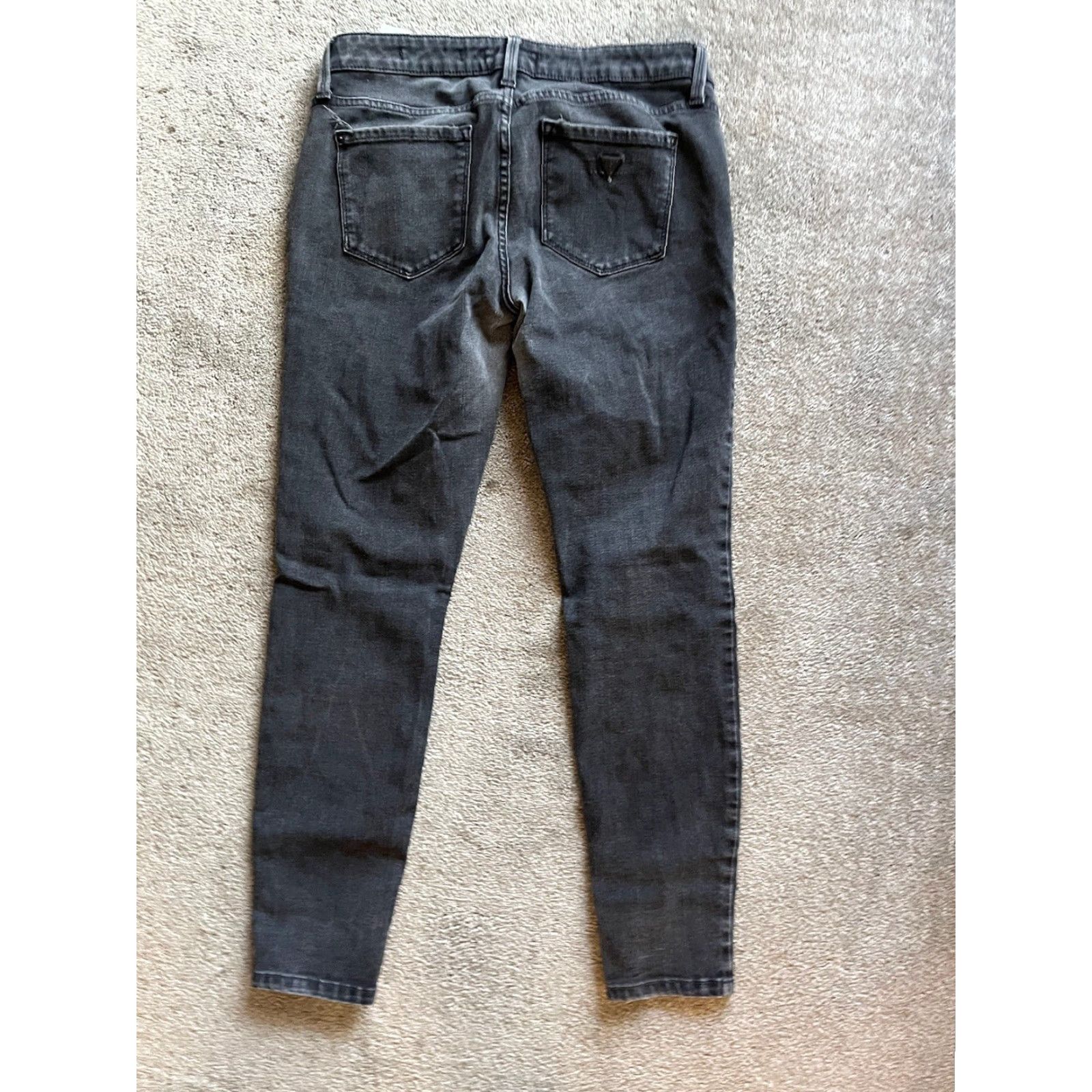Guess Guess Jeans Power Skinny Women 29 Black Denim Low Rise Casual Distressed Jeans Cowboy Logo Modern Classic 29 in Womens Size 29" - 3 Thumbnail