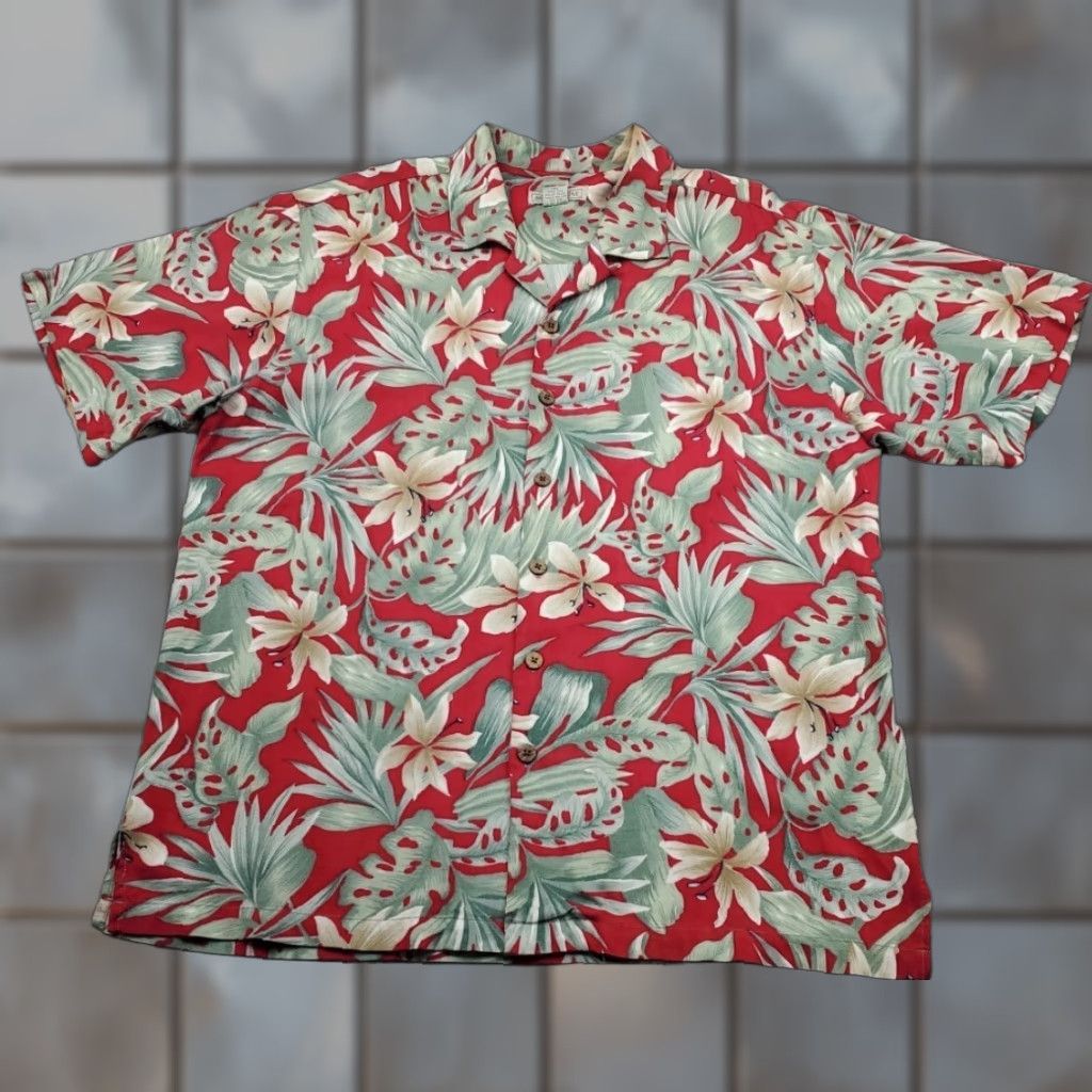 ALOHAS VINTAGE Waterstone Hawaiian Shirt Mens L Red Floral Aloha Button-Up Short Sleeve Casual Vintage Size US L / EU 52-54 / 3 - 1 Thumbnail