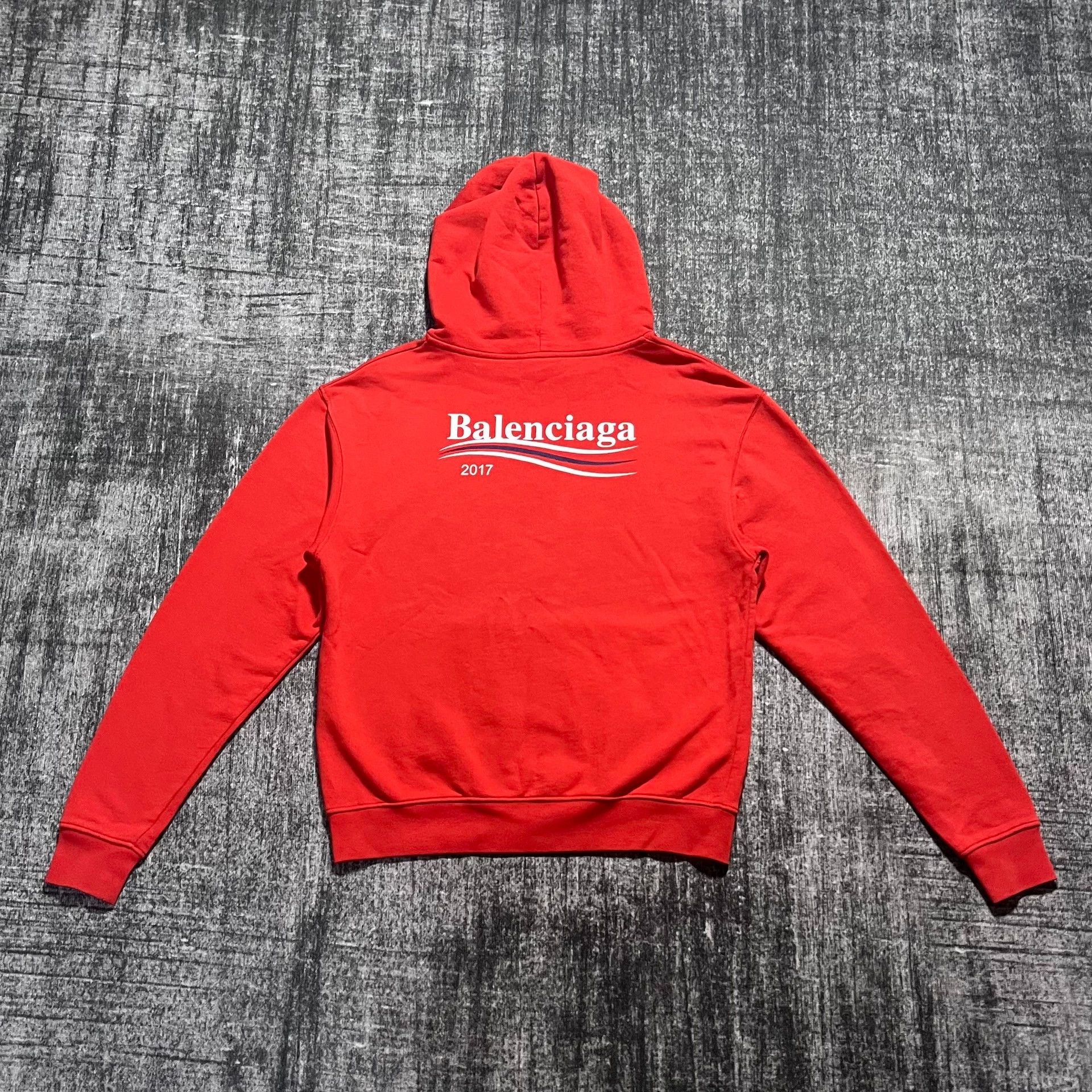 Balenciaga Balenciaga Red Wave Cola Drawstring Hoodie Size US M / EU 48-50 / 2 - 1 Thumbnail