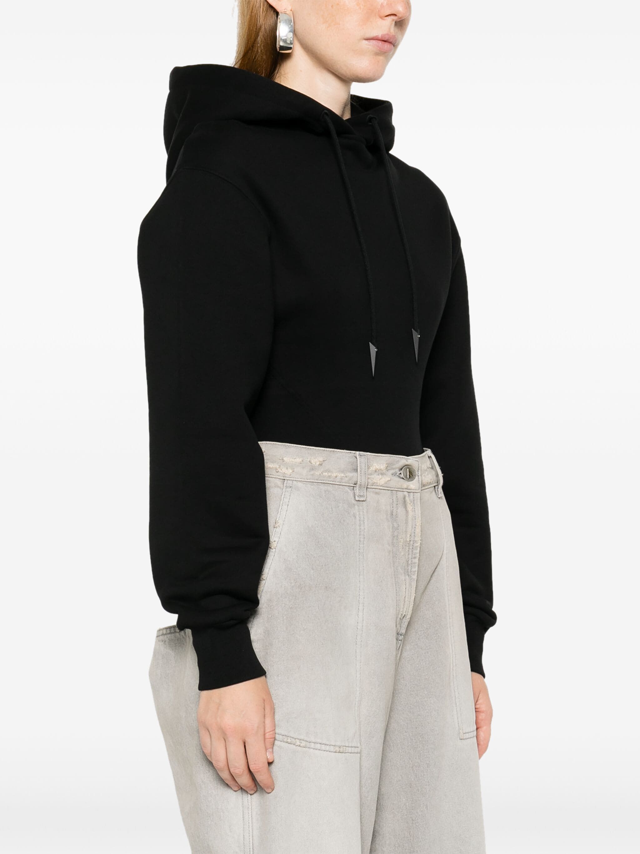 Mugler o1s22i1n1024 Hooded Body Sweatshirt in Black Size M / US 6-8 / IT 42-44 - 3 Thumbnail