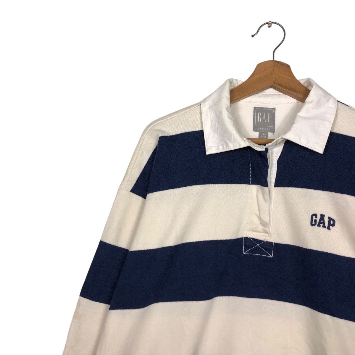 Japanese Brand 📌Vintage Cropped Sweatshirt Collar Striped Design Gap Size US S / EU 44-46 / 1 - 8 Thumbnail