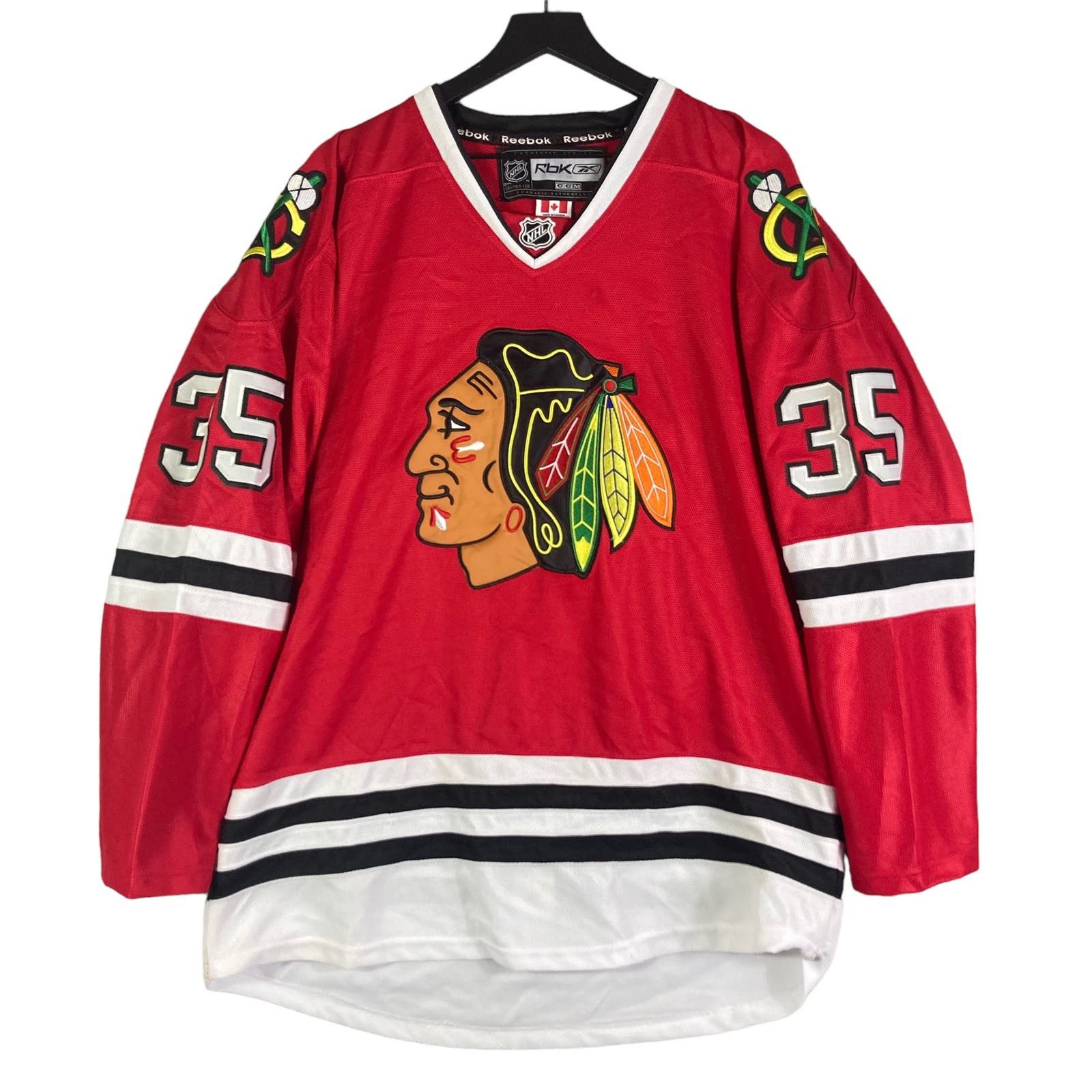 image of Tony Esposito Nhl Blackhawks Jersey Ccm 35 Red Reebok Size 52, Men's