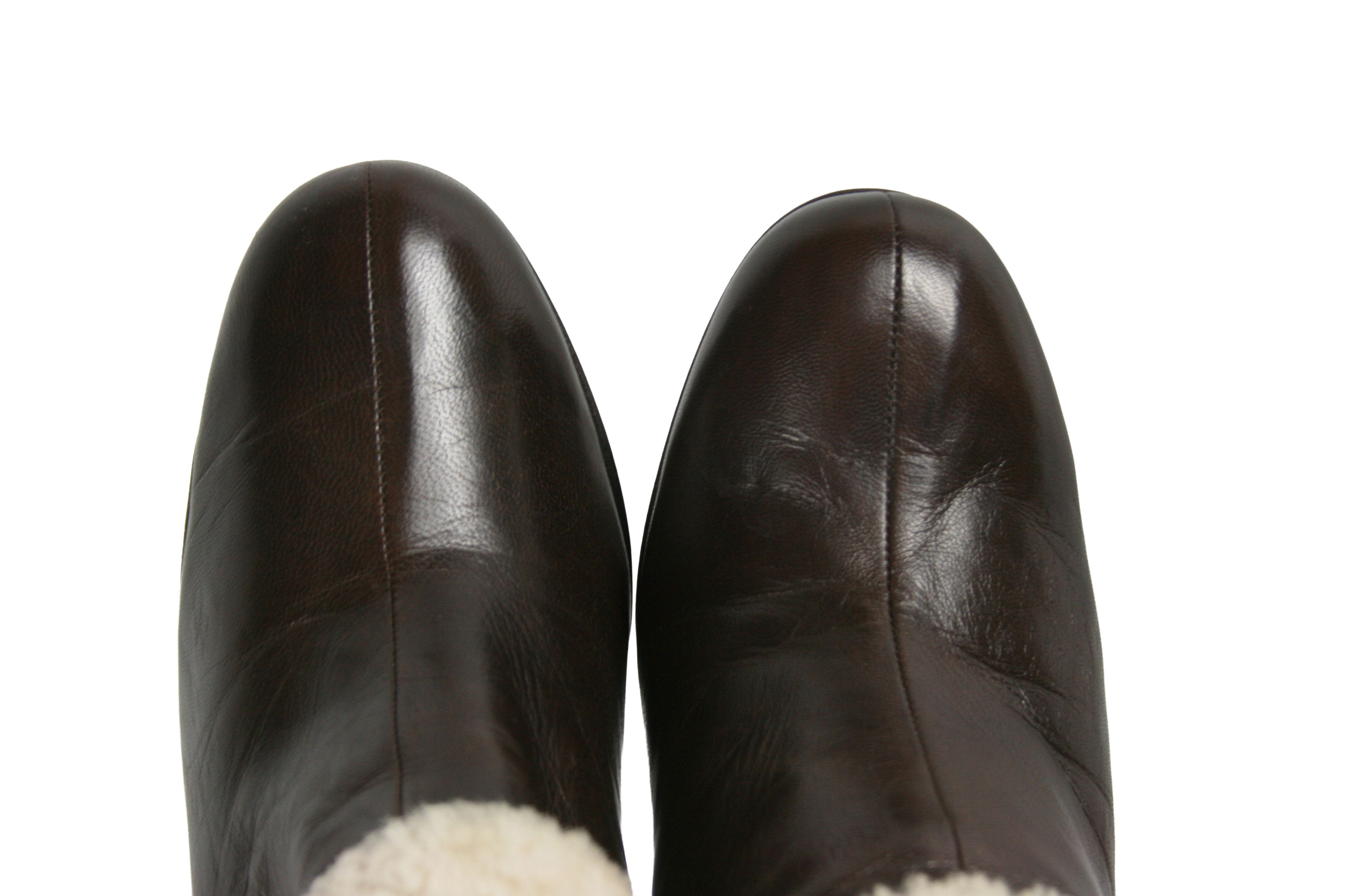 Miu Miu By Prada Ankle Heeled Sheerling Leather Boots Size US 6 / EU 39 - 9 Thumbnail