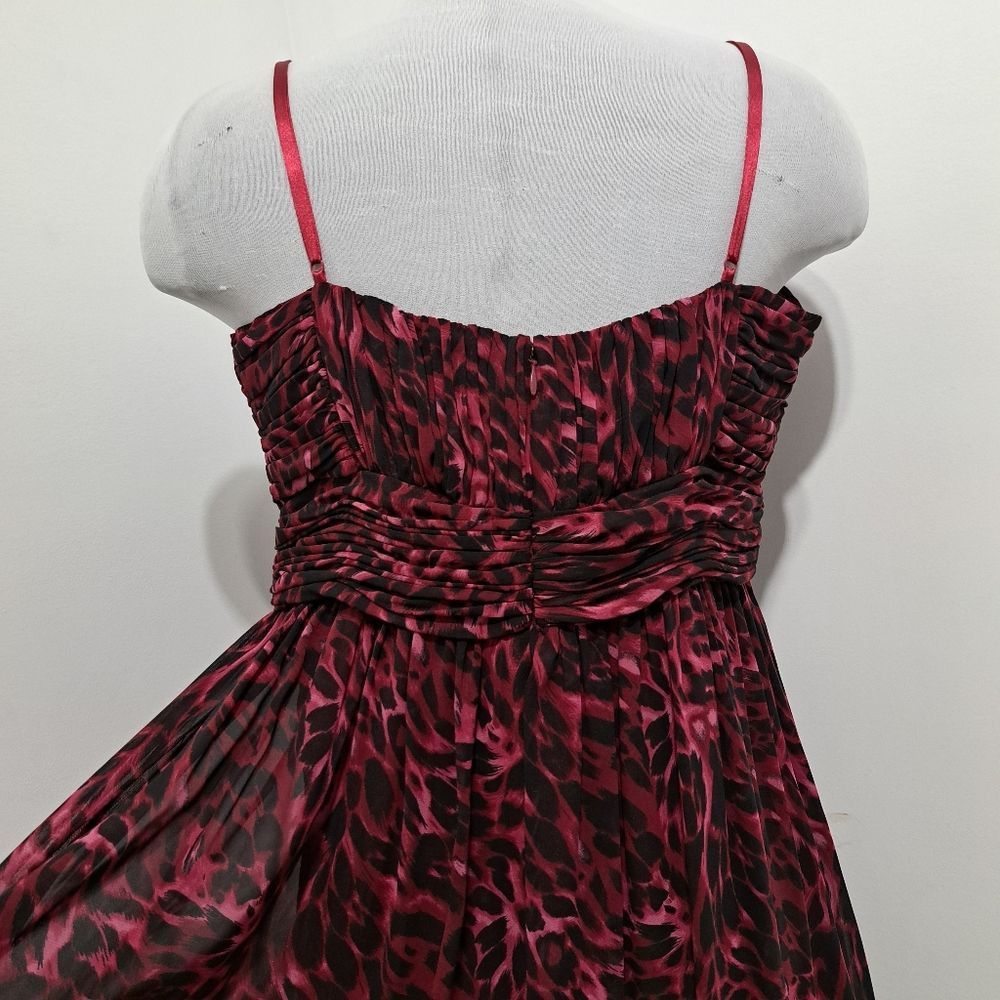 Oleg Cassini Oleg Cassini Floral Print Chiffon Knee Length Burgundy/Black Size XL / US 12-14 / IT 48-50 - 11 Thumbnail