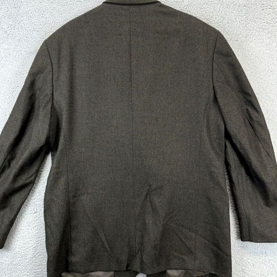 Vintage VINTAGE Barrington Blazer Mens 48L Grey Lambswool Cashmere Blend 3-Button Notch Lapel Long Jacket Sport Coat Regular Fit Mens Size 48R - 2 Thumbnail