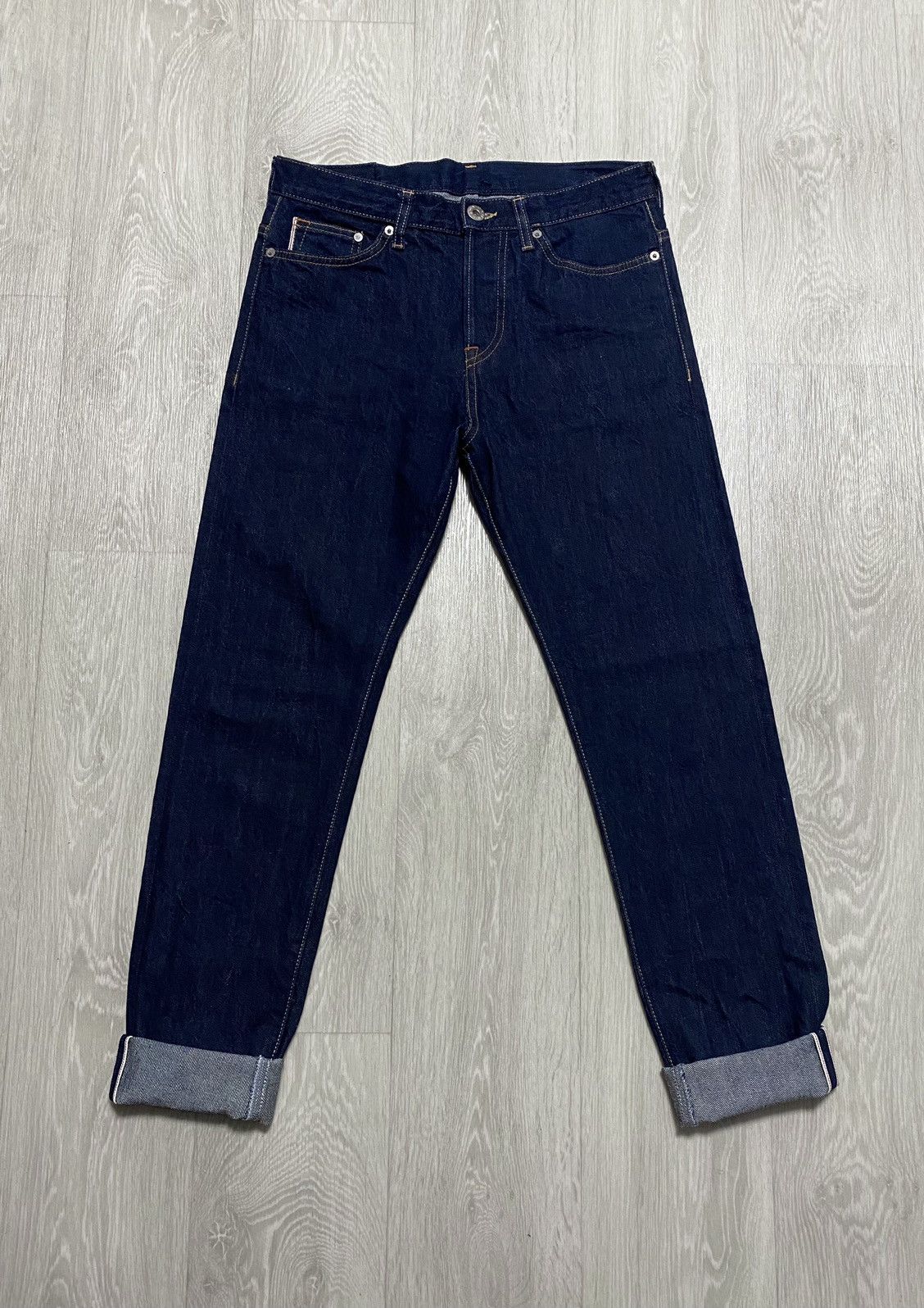H&M H&M Navy Selvedge Selvage Slim Regular Waist Denim Jeans Size US 29 - 2 Thumbnail