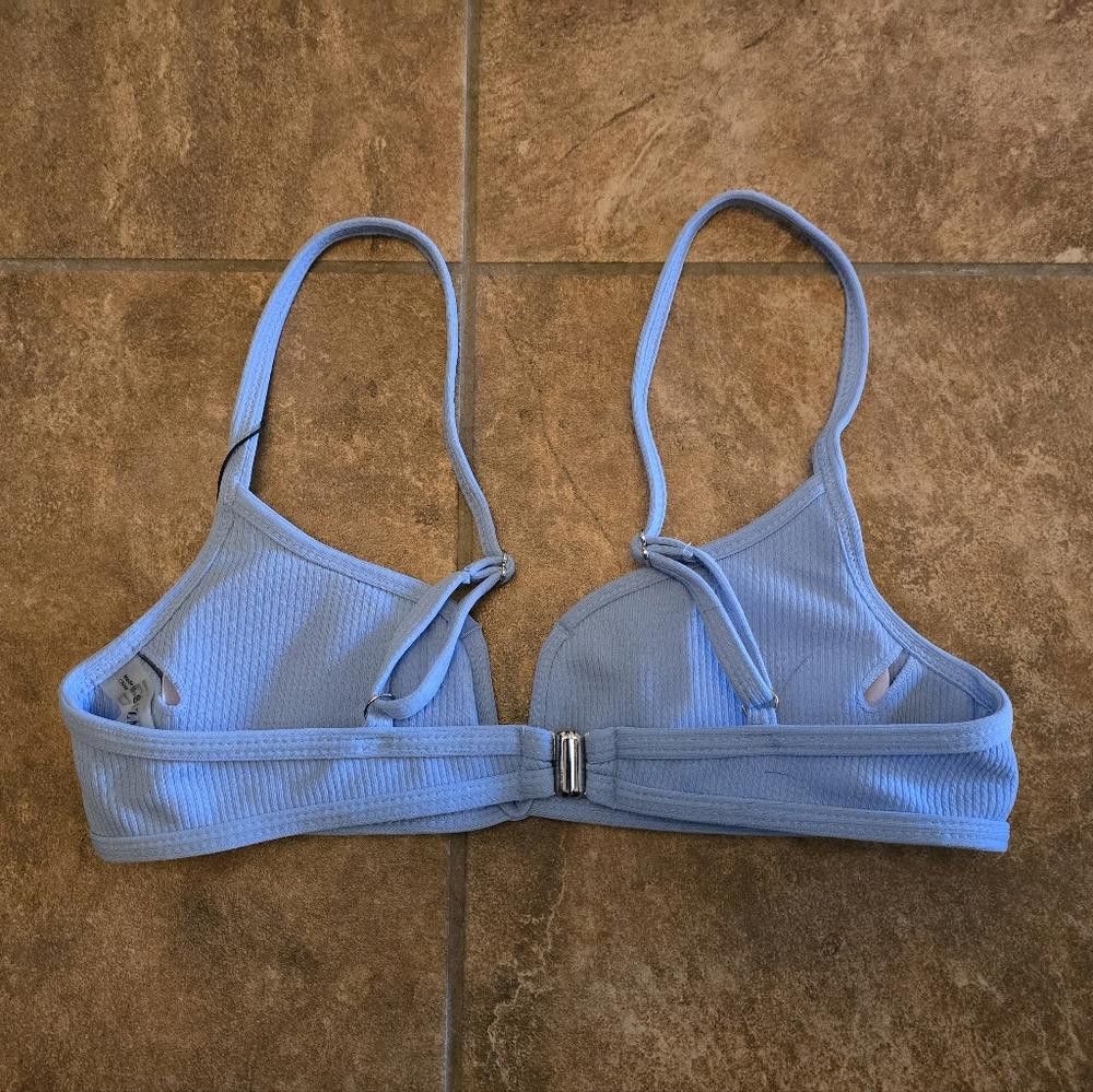 Designer Dust Blue Deep V Zaful Bikini Top Size ONE SIZE - 2 Thumbnail