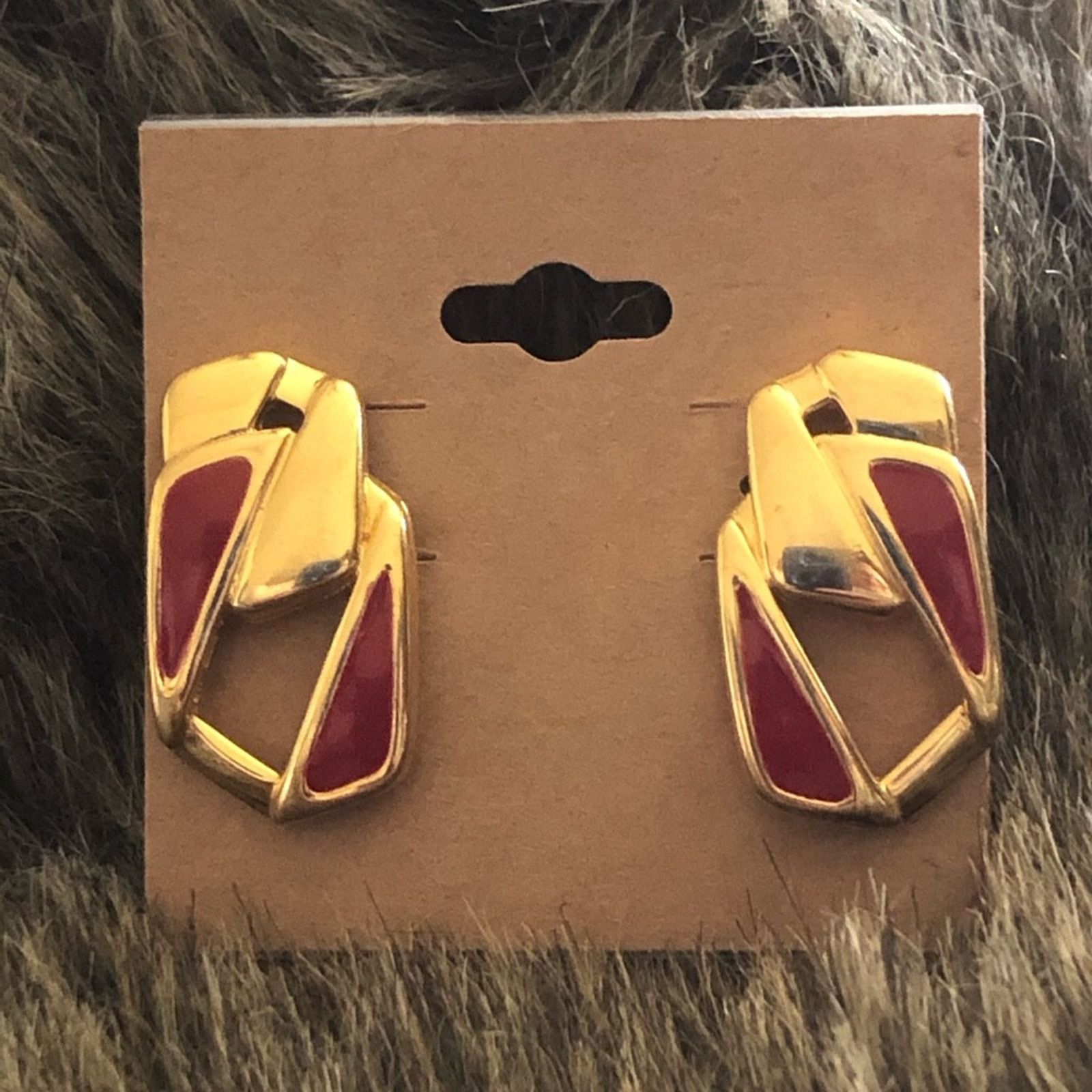 Monet Vintage 80s Monet gold & red enamel earrings Size ONE SIZE - 1 Thumbnail