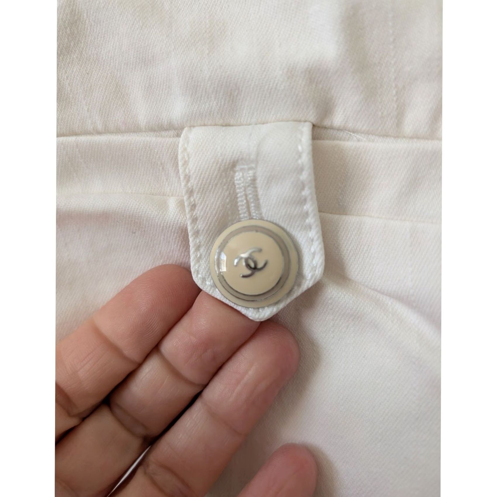Chanel CHANEL White Cotton Wide Leg Trouser Flared High Rise Pants 38 Italy Women Regular Size 38 Womens Size 26" / US 2 / IT 38 - 2 Thumbnail