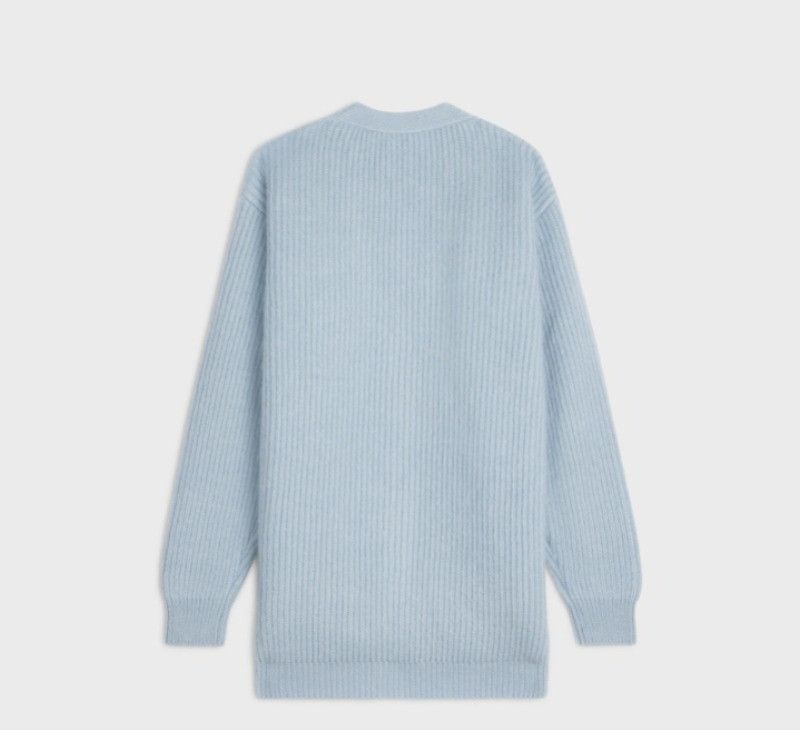 Celine o1w1db11124 Long Ribbed Cardigan in Blue Size XS / US 0-2 / IT 36-38 - 2 Thumbnail