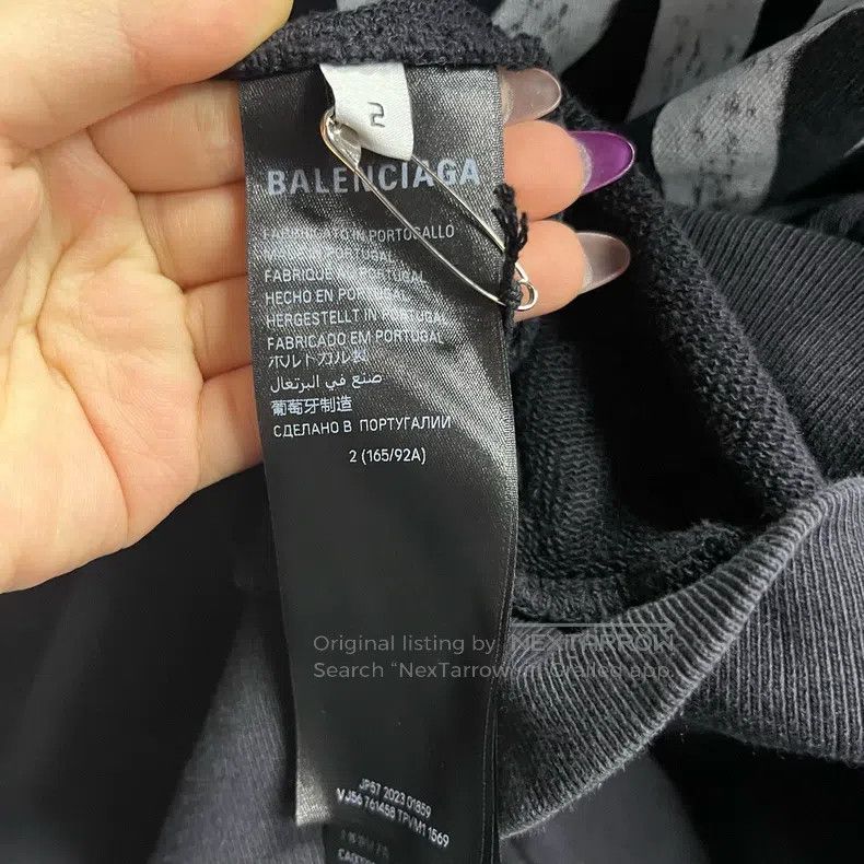 Balenciaga Balenciaga Black Letter Pattern Printed Hooded Long Sleeve Size US S / EU 44-46 / 1 - 6 Thumbnail
