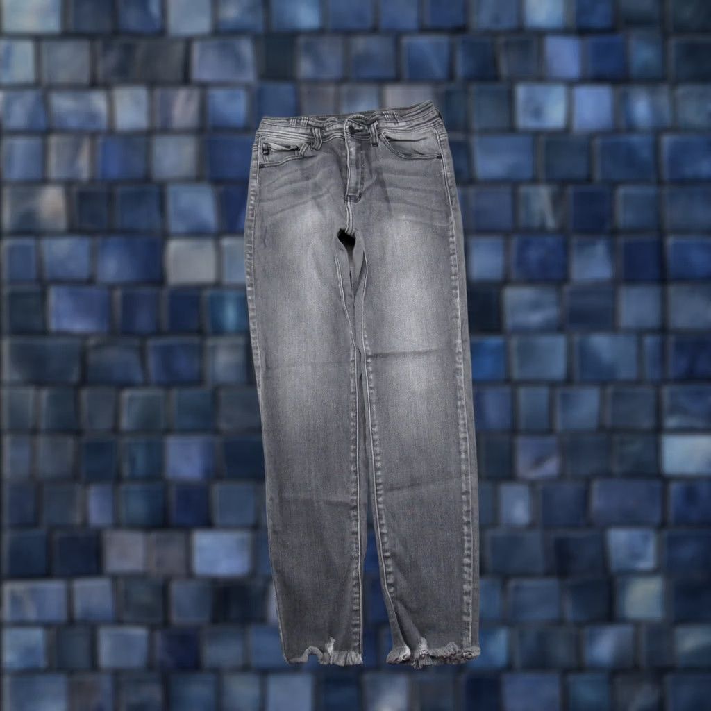 Vintage Kancan Jeans Womens Gray Stretch Denim High Rise Distressed Ankle Size 28 Regular 5-Pocket Penny? Size 28" / US 6 / IT 42 - 1 Thumbnail