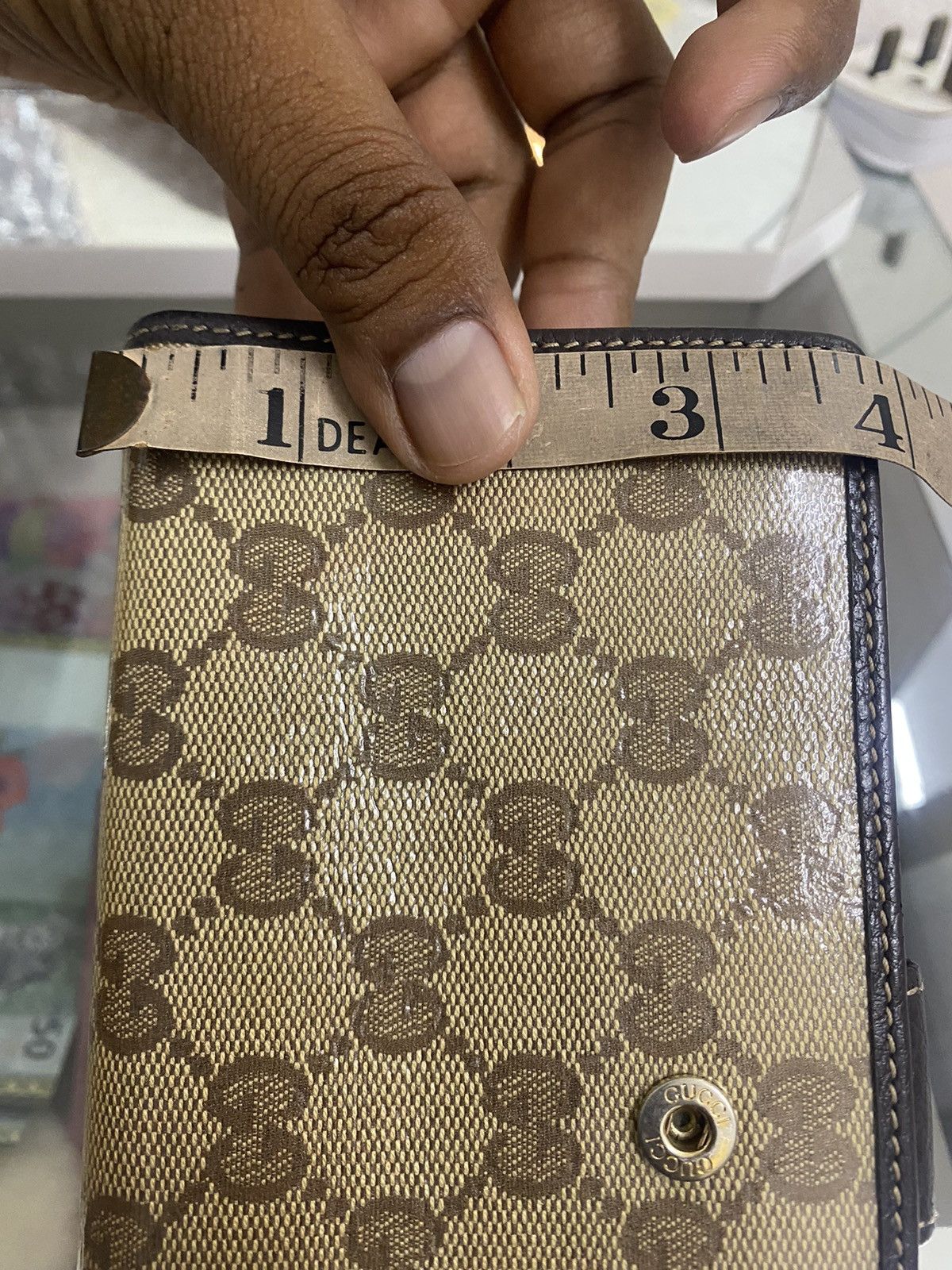 Gucci Gucci Beige/Brown GG Stud Canvas And Leather Flap Wallet Size ONE SIZE - 13 Thumbnail