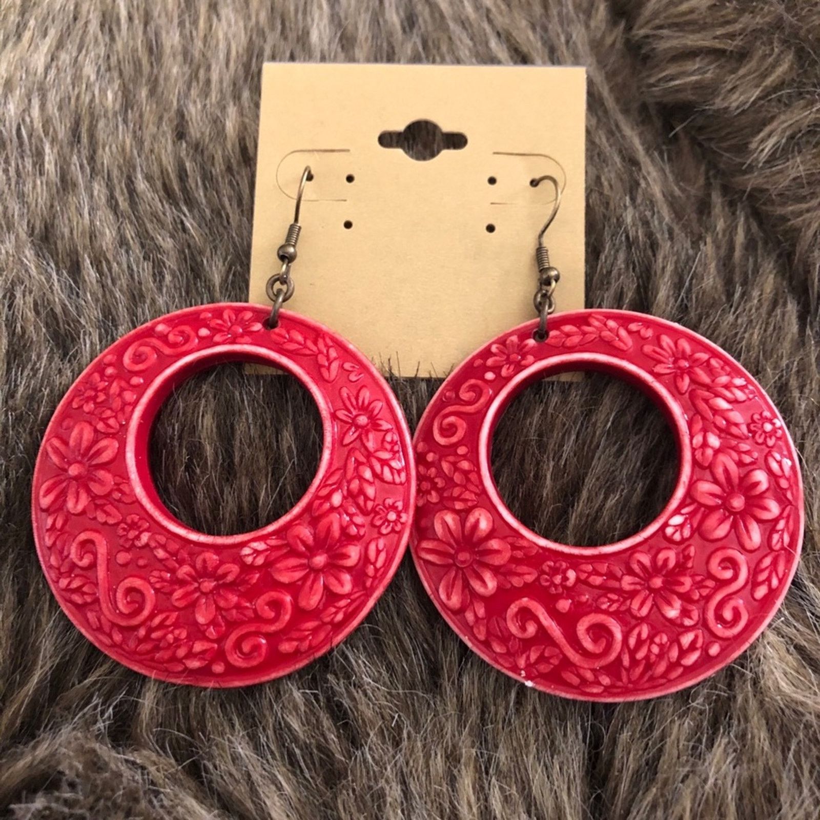 Vintage Vintage textured design resin disc earrings Size ONE SIZE - 2 Thumbnail