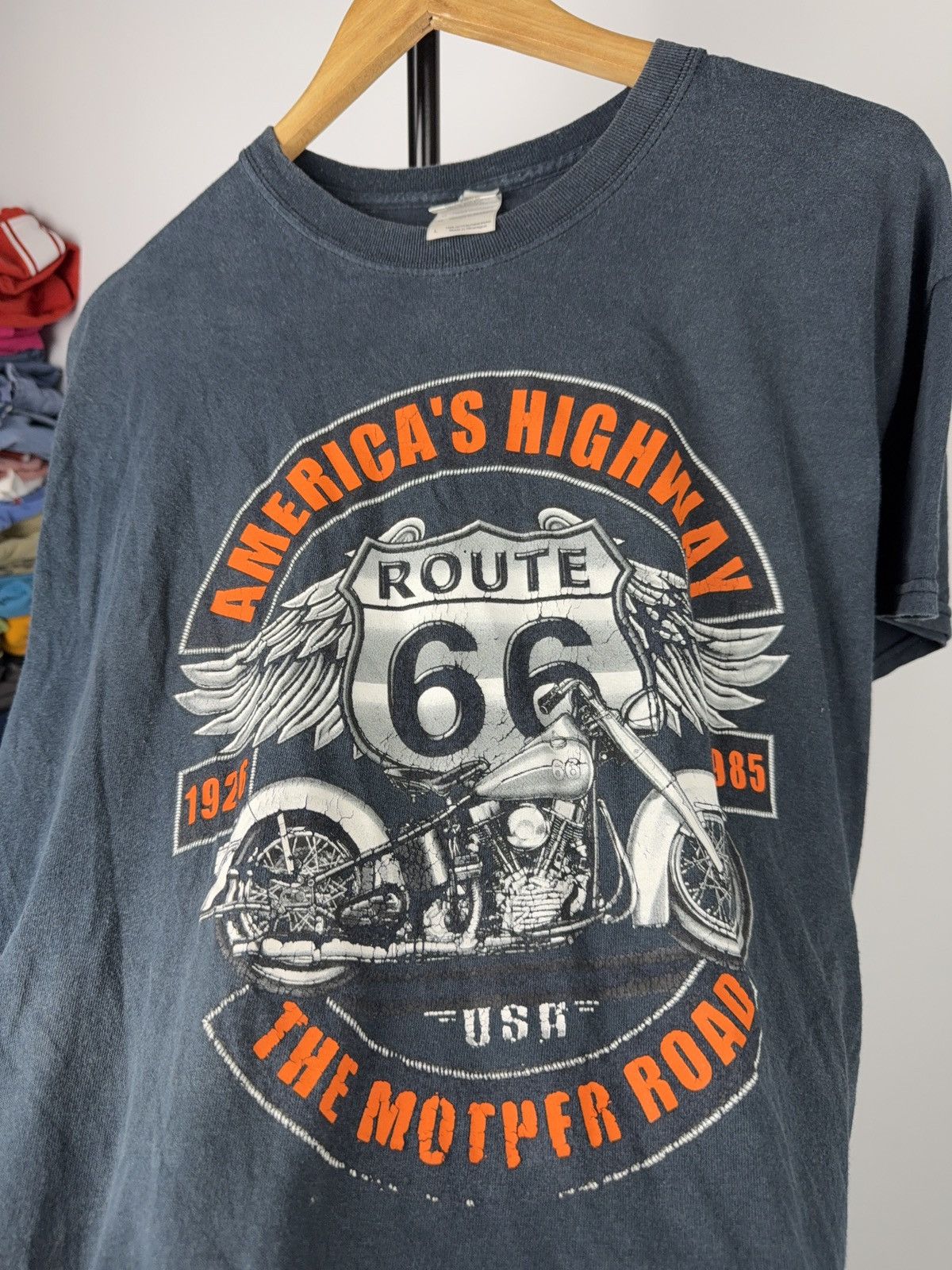 Route 66 00s Route 66 Motorcycle MOTO Graphic T-Shirt Vintage Style L Size US L / EU 52-54 / 3 - 6 Thumbnail