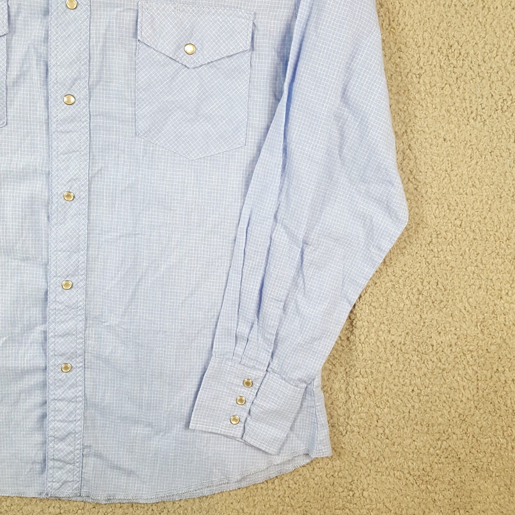 Wrangler VINTAGE Wrangler Blue Checked Cowboy Button-Up Shirt Men's Size M Collared Long Sleeve 90s Western Retro Size US M / EU 48-50 / 2 - 3 Thumbnail