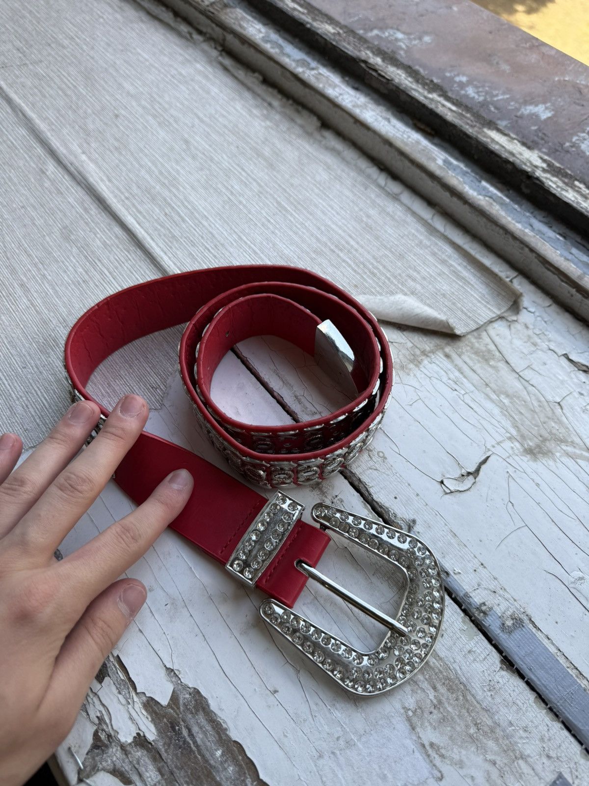 B.B. Simon Y2k 2000s BB Simon Type Red Rhinestone Crystal Belt Size ONE SIZE - 20 Thumbnail