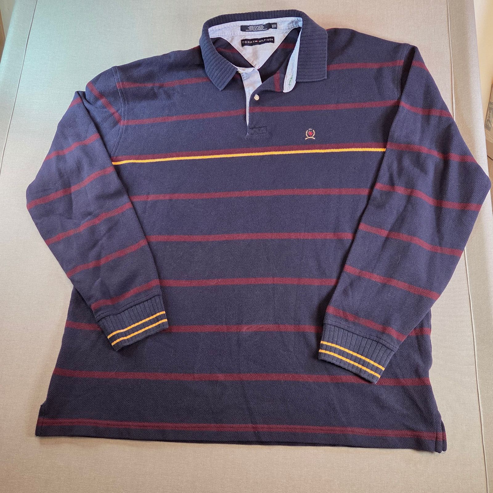 Tommy Hilfiger Tommy Hilfiger XXL Striped Sweater Navy Red Yellow Size US XXL / EU 58 / 5 - 1 Thumbnail