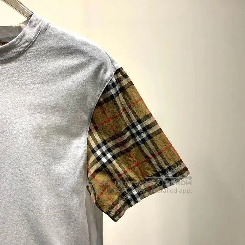 Burberry Burberry White Cotton T-Shirt with Check Sleeves. Size XS / US 0-2 / IT 36-38 - 7 Thumbnail