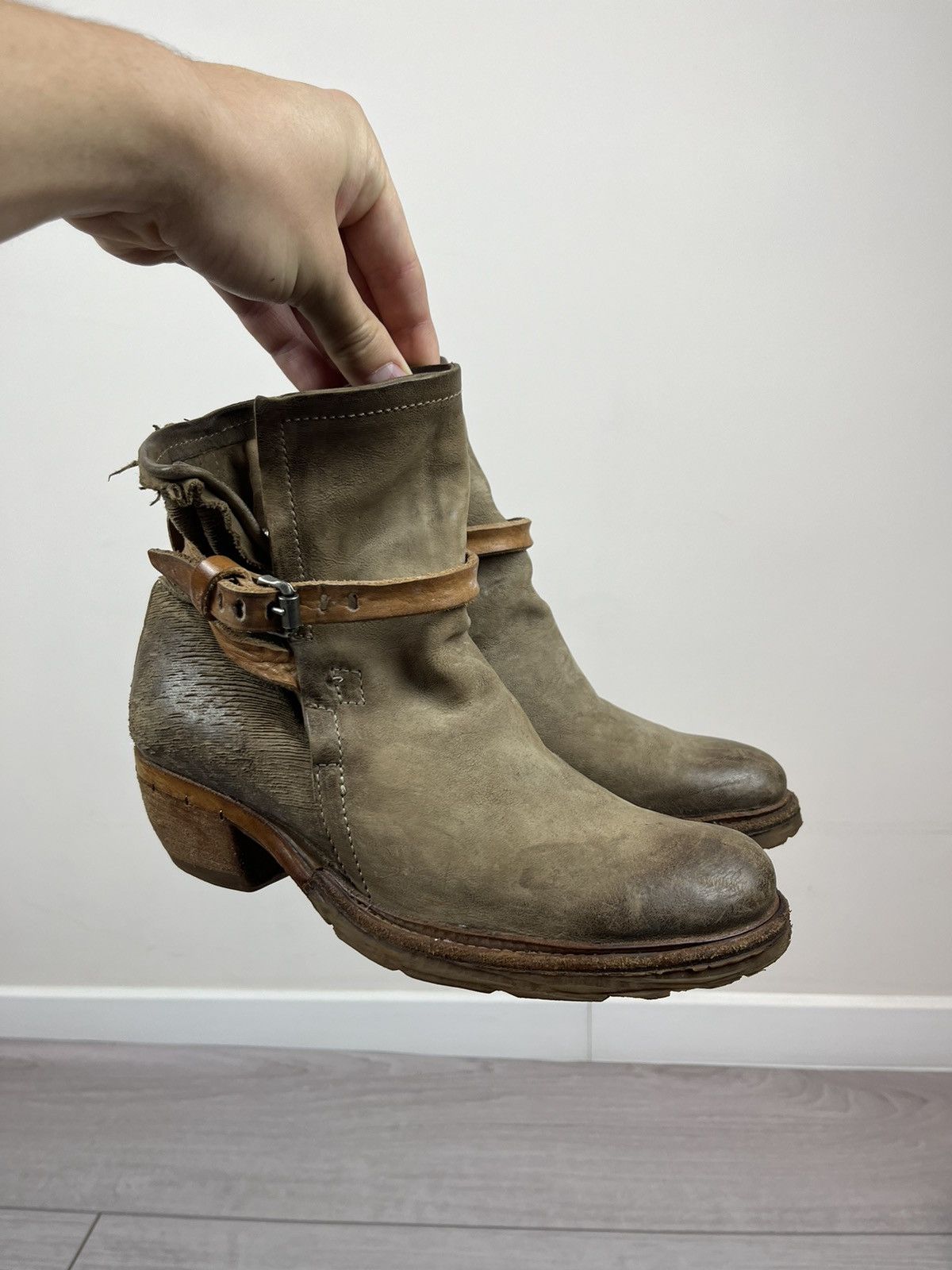 A.S.98 A.S. 98 Airsteps Avante Garde Beige Leather Heel Boots Size US 8 / IT 38 - 4 Thumbnail