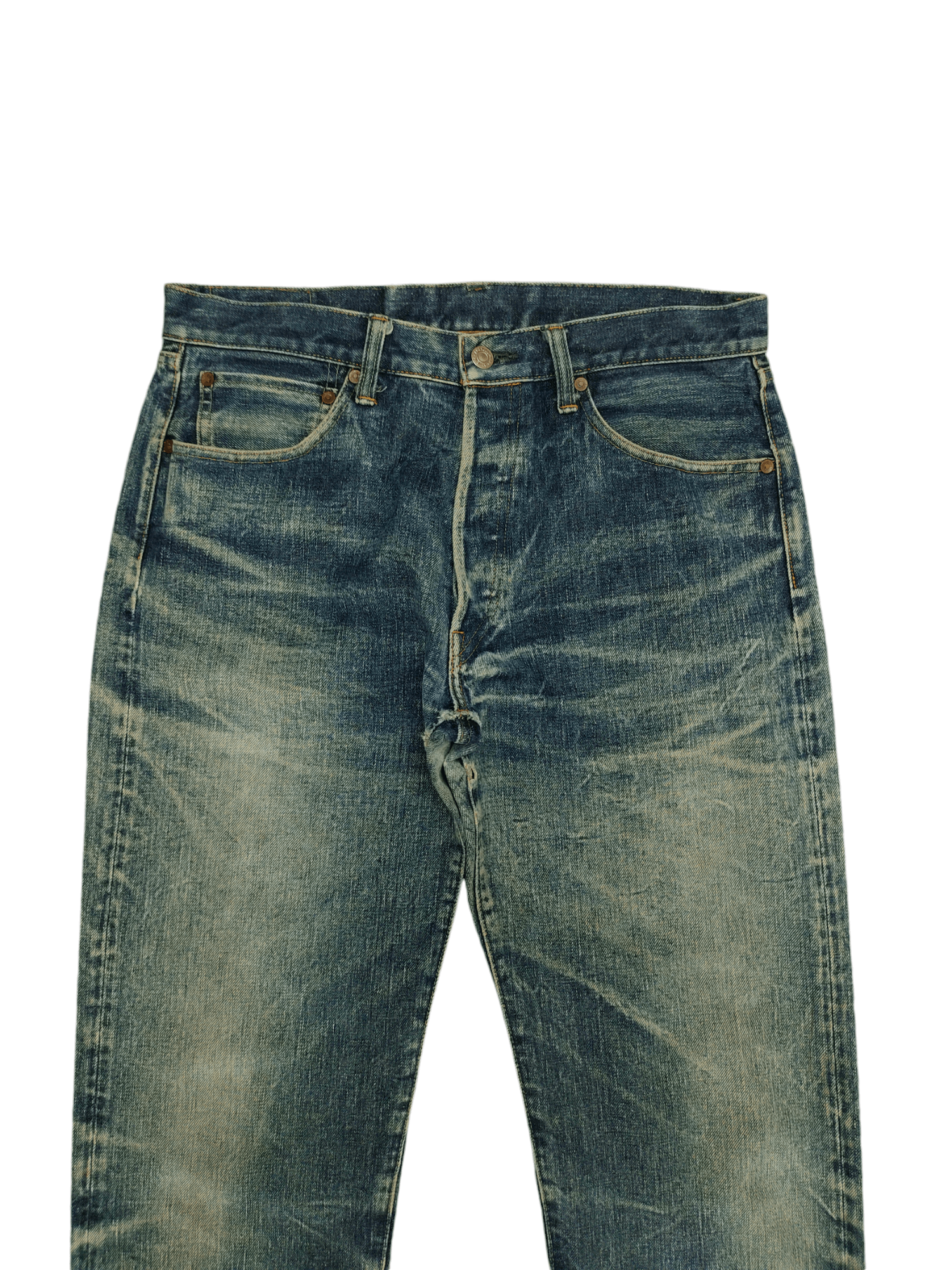 Burgus Plus 1990s Burgus Plus Lot 757 Distress Faded Selvedge Jeans Size US 32 / EU 48 - 2 Thumbnail