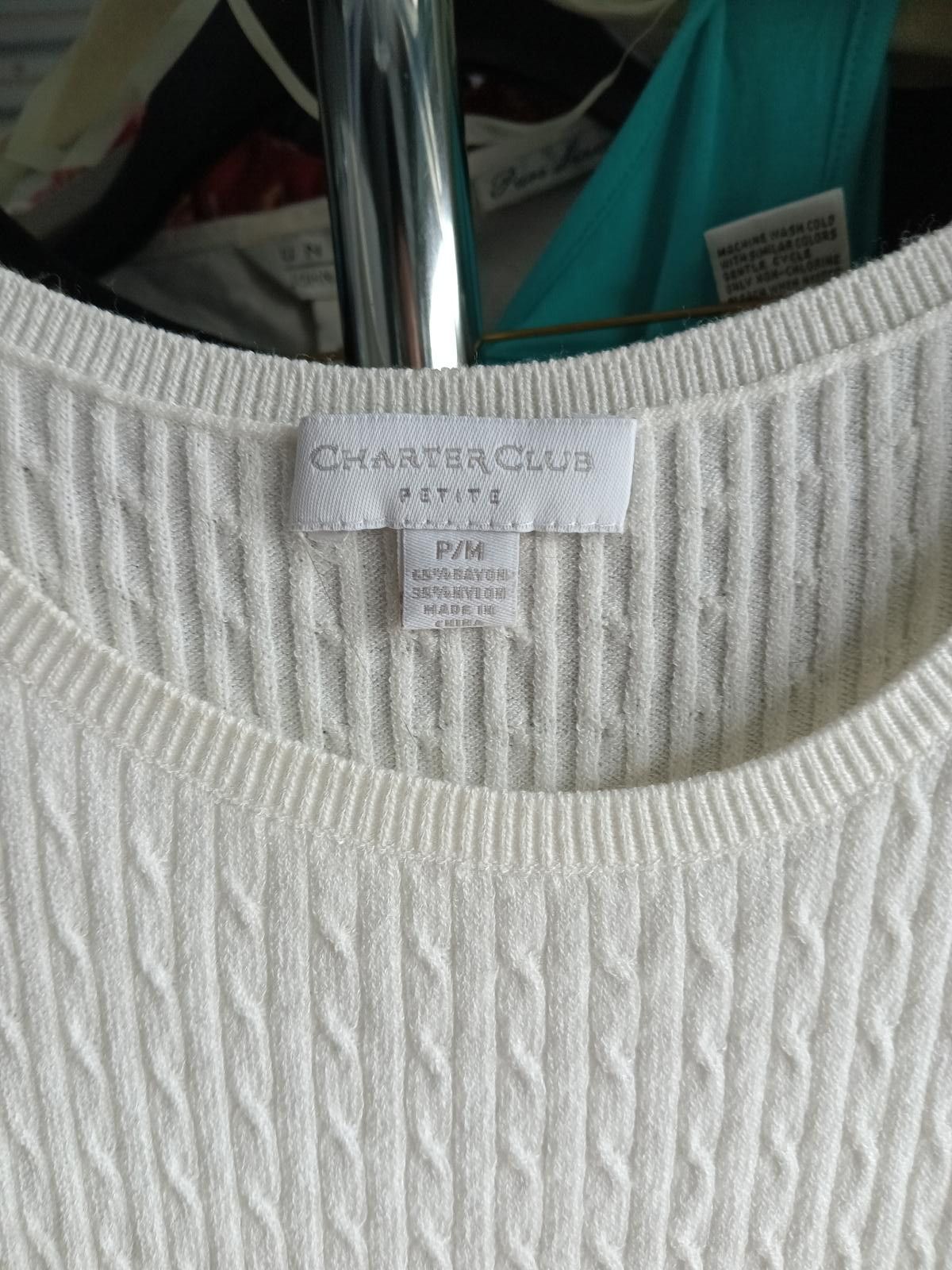 Charter Club Charter Club Women's White Ribbed Sleeveless Top Size M / US 6-8 / IT 42-44 - 2 Thumbnail