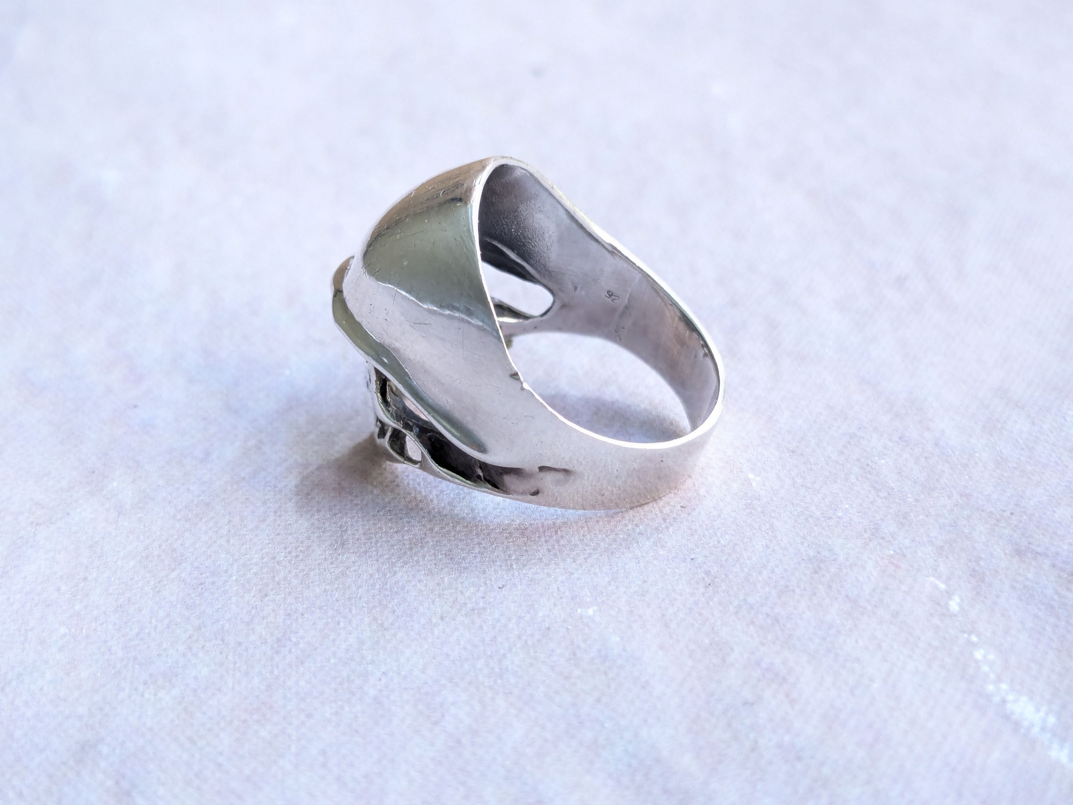 Jewelry Sterling Silver Skull Ring Biker Helmet 9.5 Punk Size ONE SIZE - 2 Thumbnail
