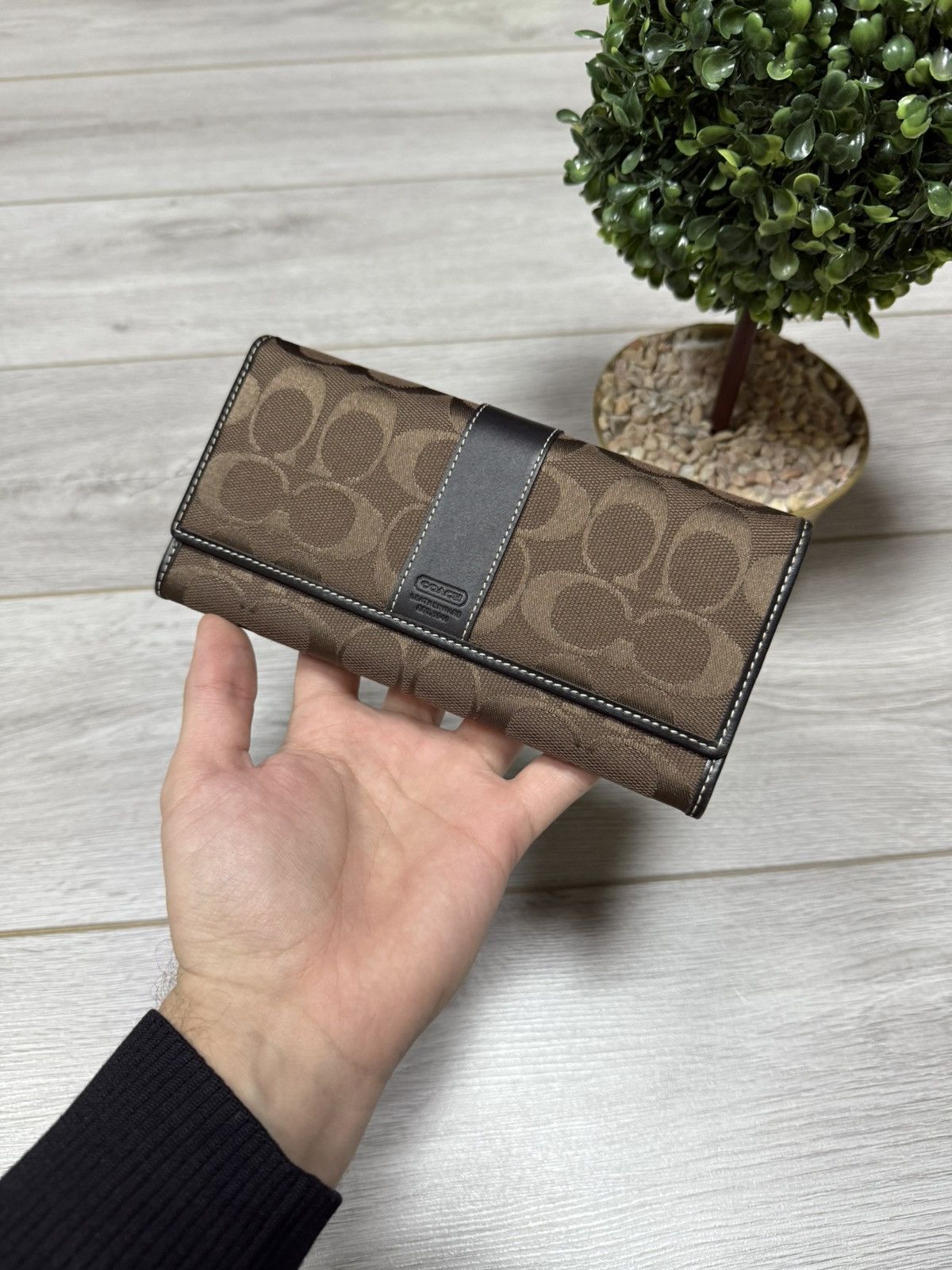Coach monogram C ling wallet leather canvas vintage