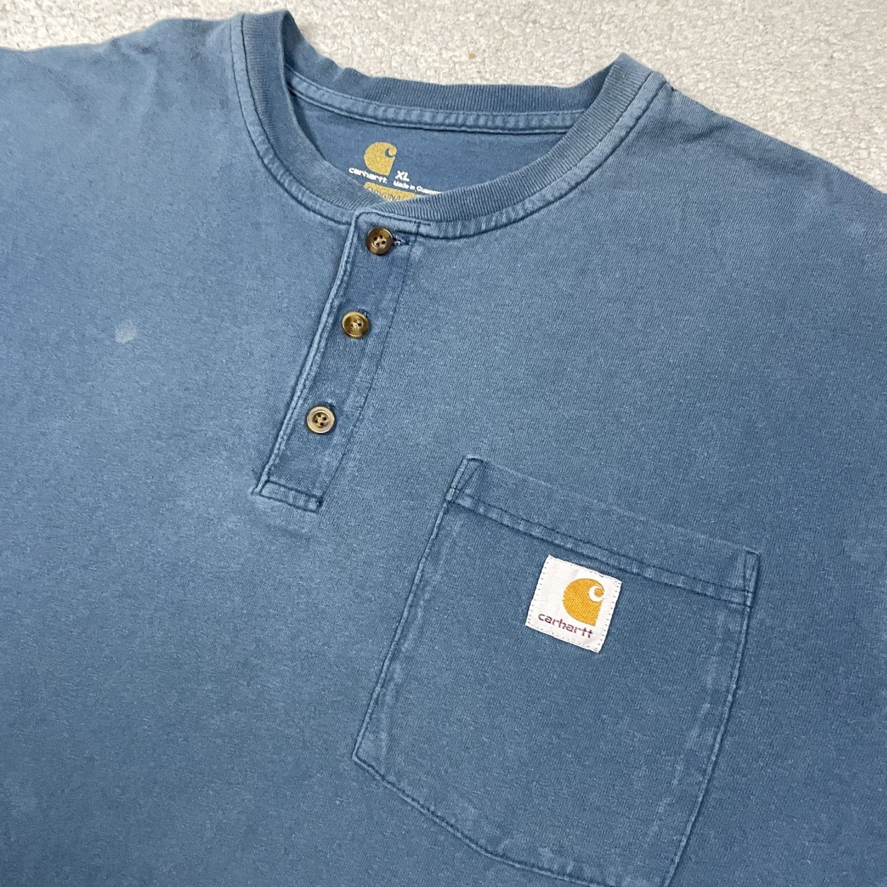 Carhartt VINTAGE Carhartt T-shirt Adult XL Gray Faded Pocket Work Wear Shirt XL Blue 90s Thrashed Logo Pockets Mens Size US XL / EU 56 / 4 - 4 Thumbnail