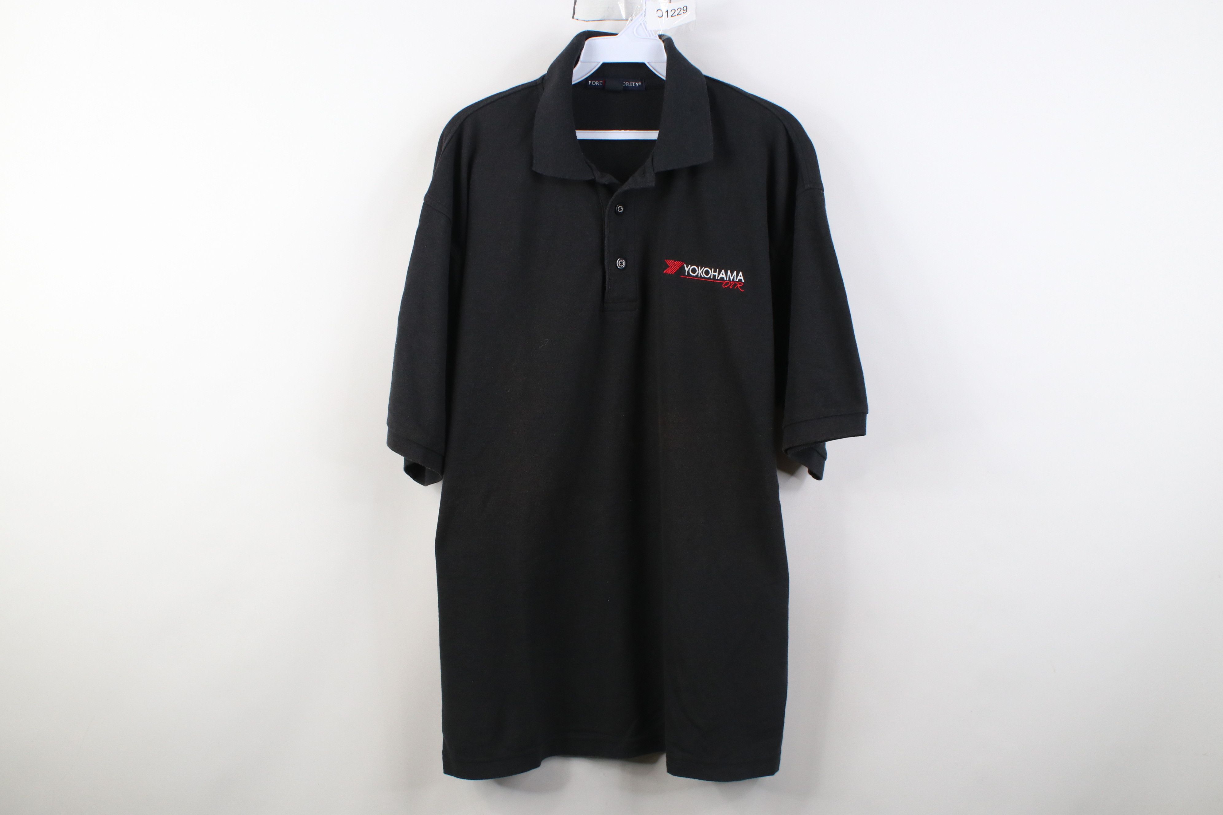 Vintage Vintage Yokohama OTR Tires Racing Knit Polo Shirt Black Size US XL / EU 56 / 4 - 1 Thumbnail